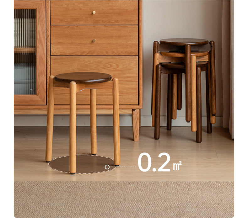 Premium Solid Wood Stackable Stool - Oak, Rubber, Ash, Cherry - Perfect for Home, Office, Kitchen & Outdoor Use