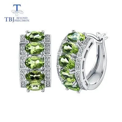 TBJ 925 Sterling Silver Clasp Earrings with Natural Peridot - Elegant Fine Jewelry for Women | Perfect Valentine's Day Gift Box | Ideal for Date Nights, Weddings & Special Occasions