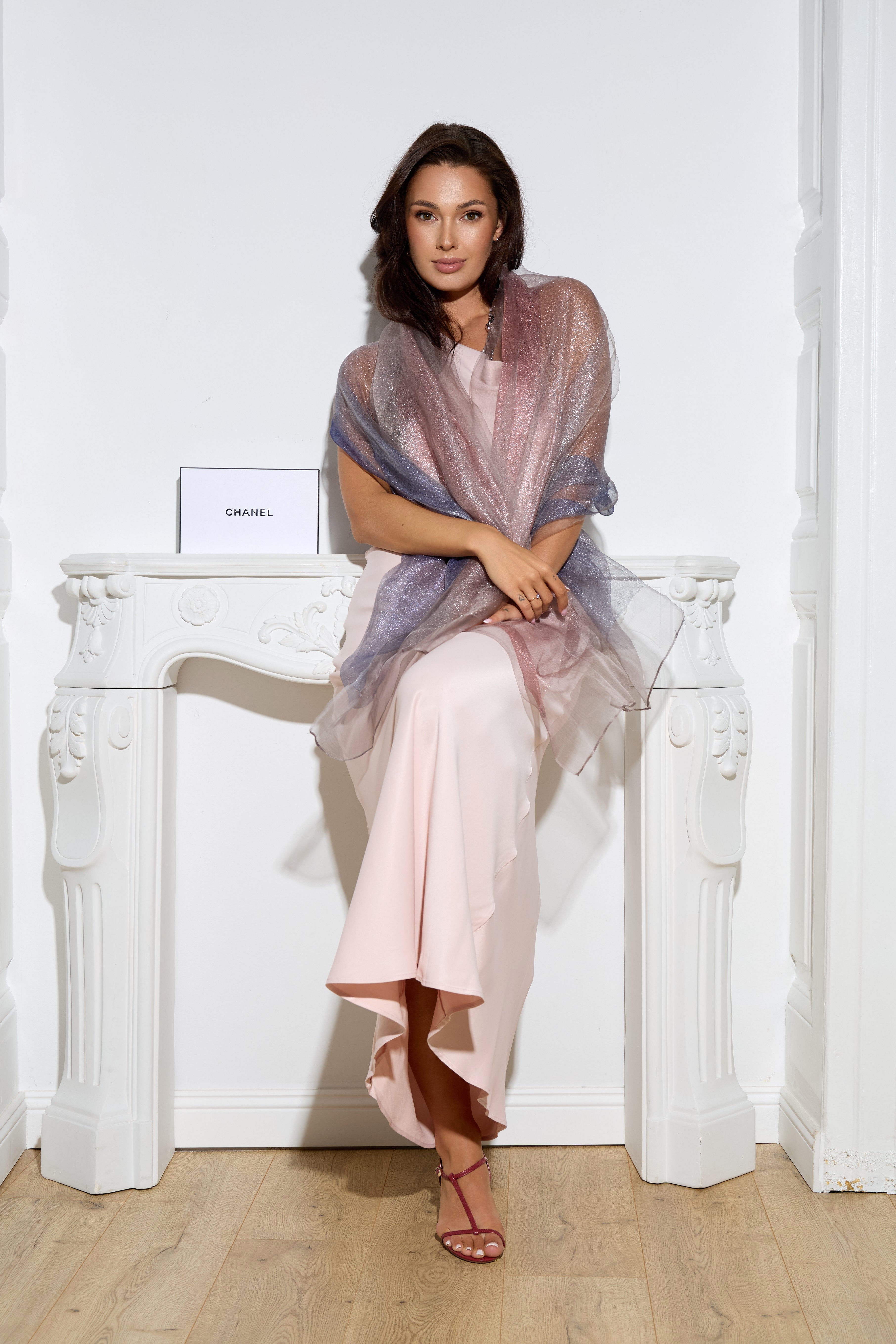 Silk Glitter Ombre Scarf - Elegant Shimmery Fashion Accessory for Women, Perfect for Parties, Weddings & Evening Events