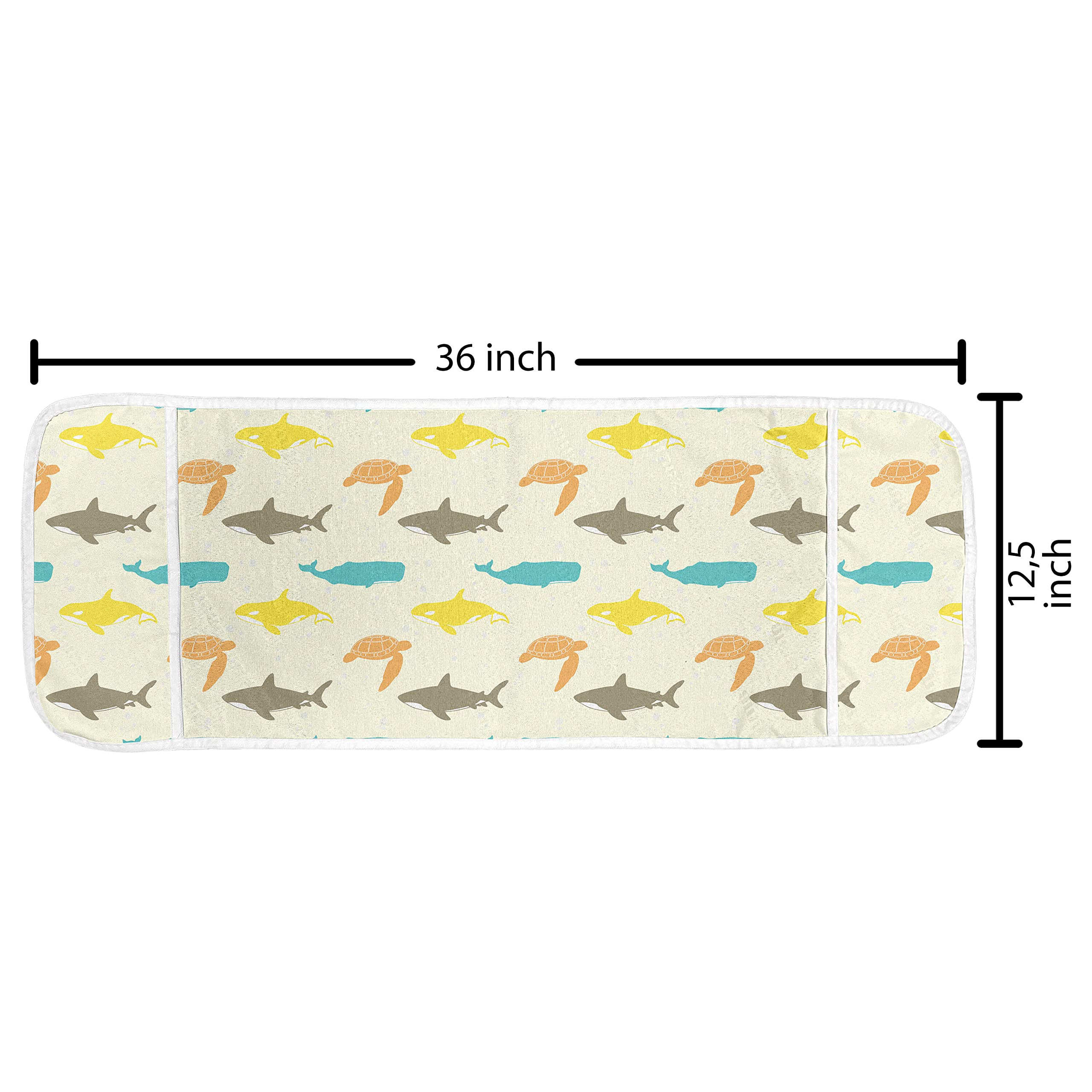 Ambesonne Waterproof Microwave Cover with Whale Shark & Turtle Design - 36
