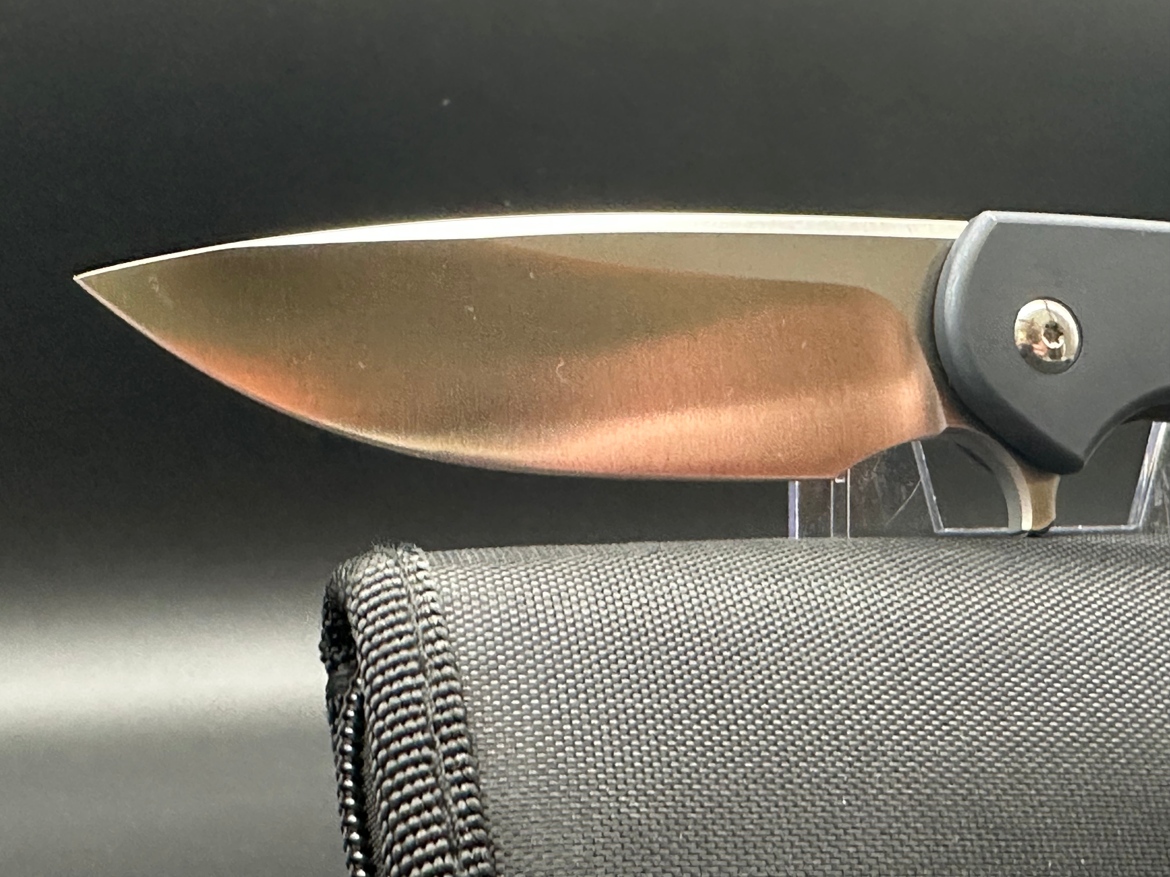 Ferrum Forge Crux Folding Knife - Blue Titanium Frame, Drop Point Blade, Satin Polished CPM S35VN Steel | EDC, Outdoor Survival, Camping & Tactical Use