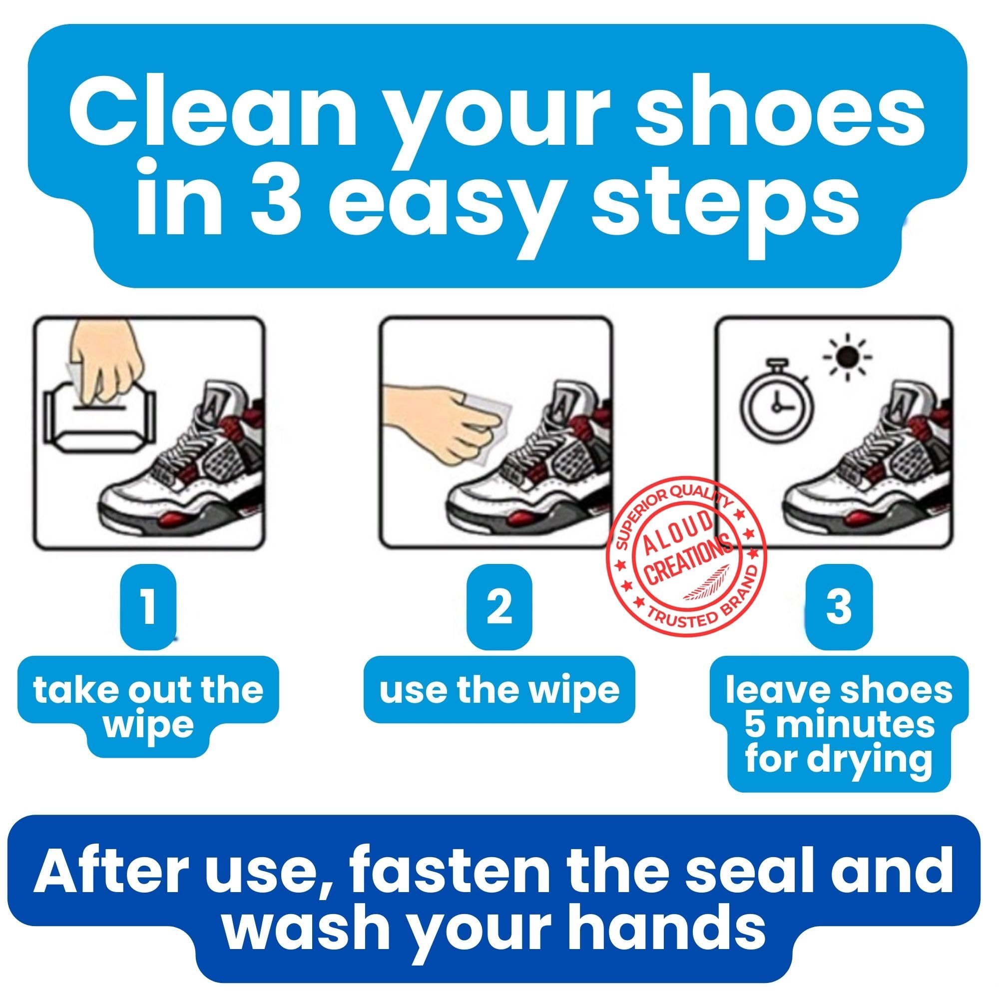 ALOUD CREATIONS Natural Sneaker & Shoe Cleaner Wipes - 80 Count Pack | Instant Cleaning Wipes for Shoes, Sneakers & Footwear | Removes Dirt, Stains & Odors | Perfect for Gym, Travel & Everyday Use