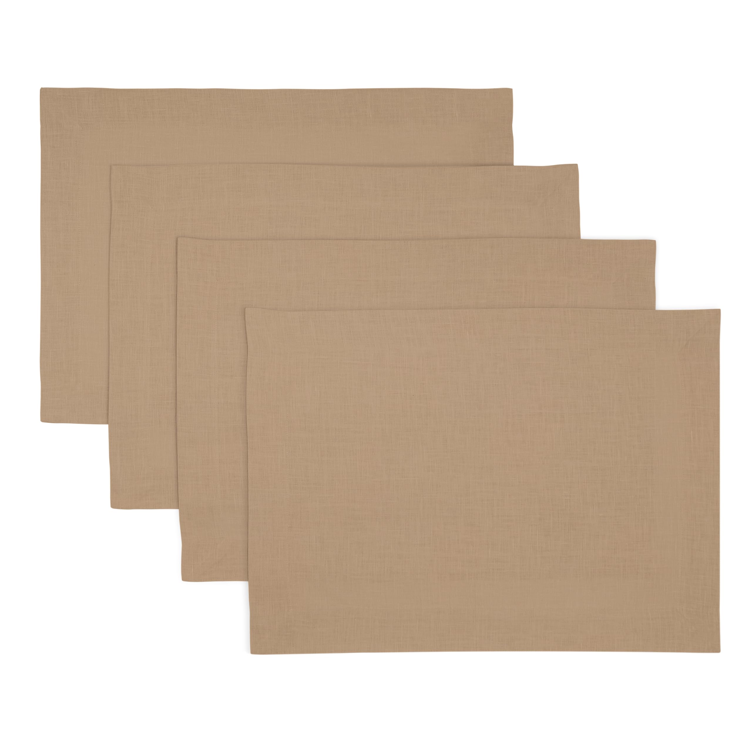D'Moksha Homes 100% Pure Linen Placemats Set of 4 - 14x19 Inch Champagne Beige Table Mats - Washable Linen Placemats for Dining Table, Easter Decor, Kitchen, and Party Settings