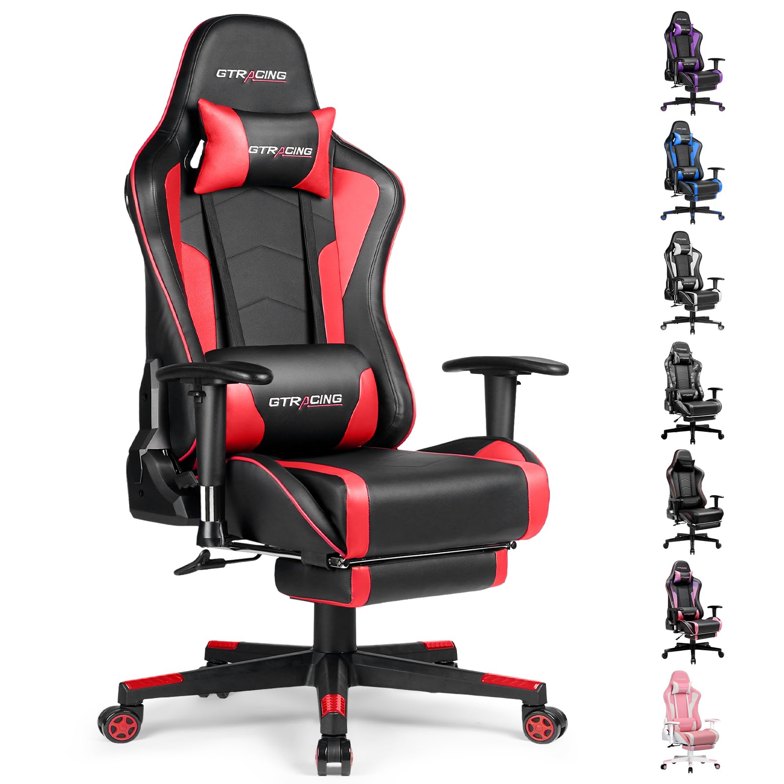 GTRACING Ergonomic Gaming Chair with Bluetooth Speakers, Footrest & Lumbar Support - Heavy Duty Video Game & Office Desk Chair for PC, Console & Streaming Setup