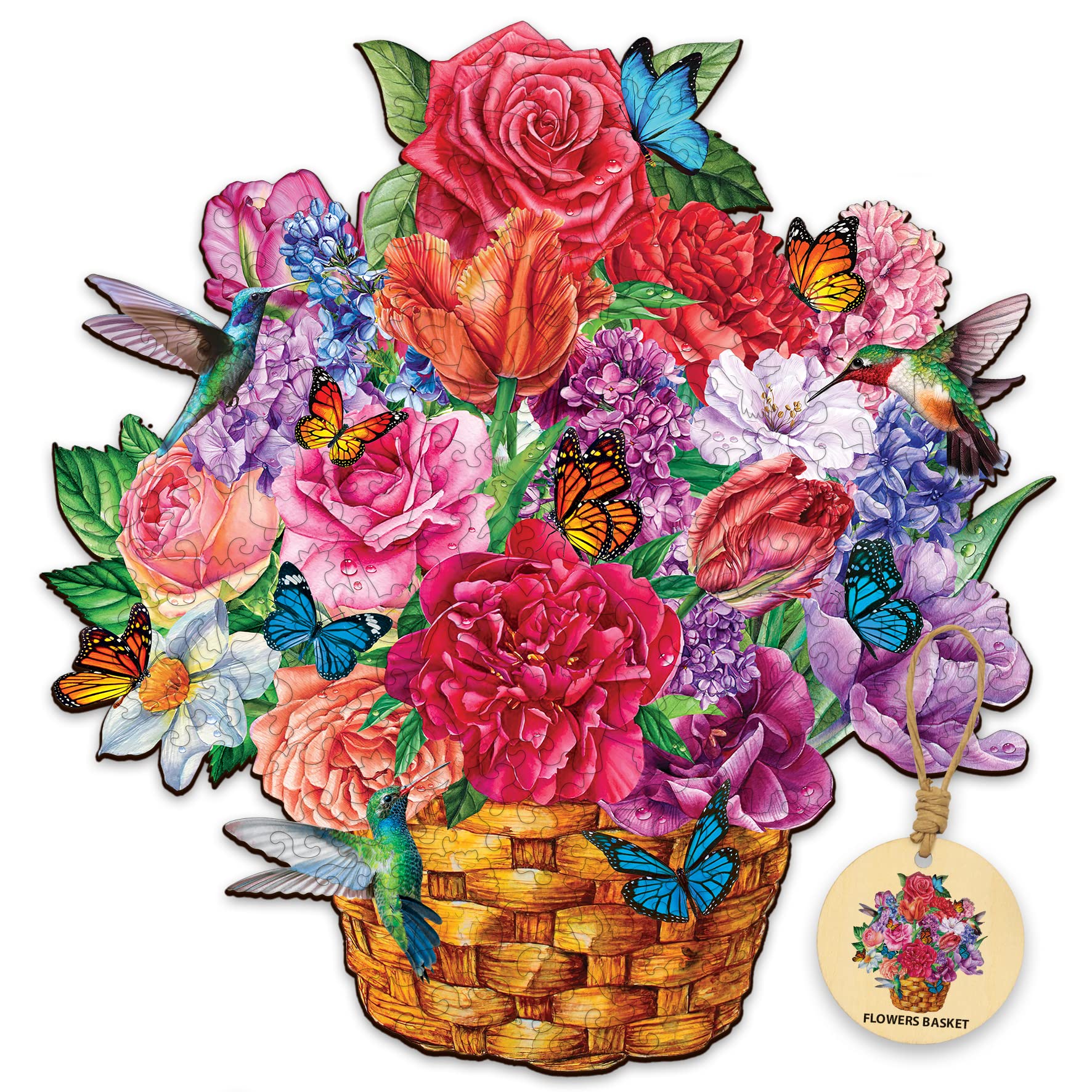 DEPLEE 700-900 Piece Wooden Jigsaw Puzzle for Adults - Unique Flower Basket & Animal Shapes, Creative Challenge for Family & Friends (32.8x31.6 Inch Large Size) | Perfect for Home Decor, Stress Relief & Brain Teaser Activities