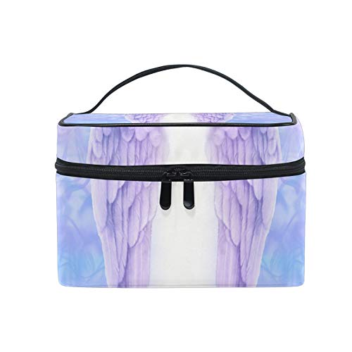 Fantasy Angel Wings Purple Large Women Makeup Bag - Waterproof Train Toiletry Storage Case, Portable Coin Purse & Cosmetic Organizer with Zipper for Travel | Perfect for Women, Girls, Cosplay & Gift Giving