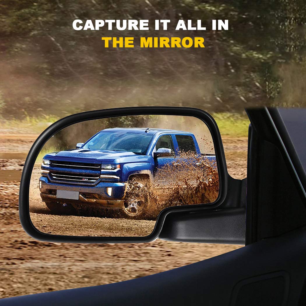 Replacement Left & Right Side View Mirrors for 2000-2002 Chevy Avalanche 1500/2500, Suburban 1500/2500, Tahoe & GMC Yukon - Power Control Manual Folding Mirrors - Perfect for Off-Roading & Daily Commuting