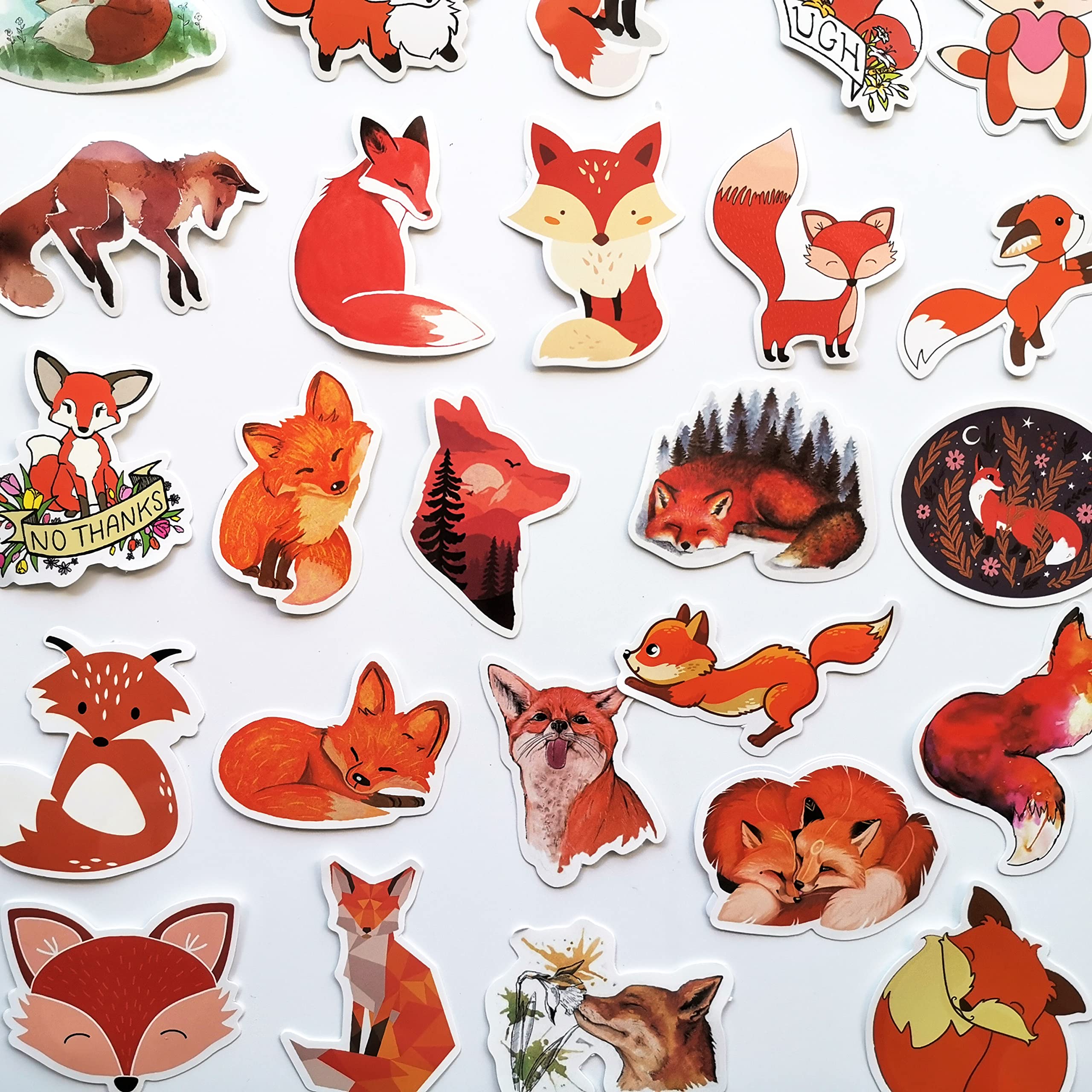 Adorable Kawaii Fox Stickers - Waterproof Vinyl Decals for Bicycle Helmets, School Lockers, Windows, Laptops & DIY Crafts - Cute Animal Decor for Kids Rooms, Scrapbooking & Gift Wrapping