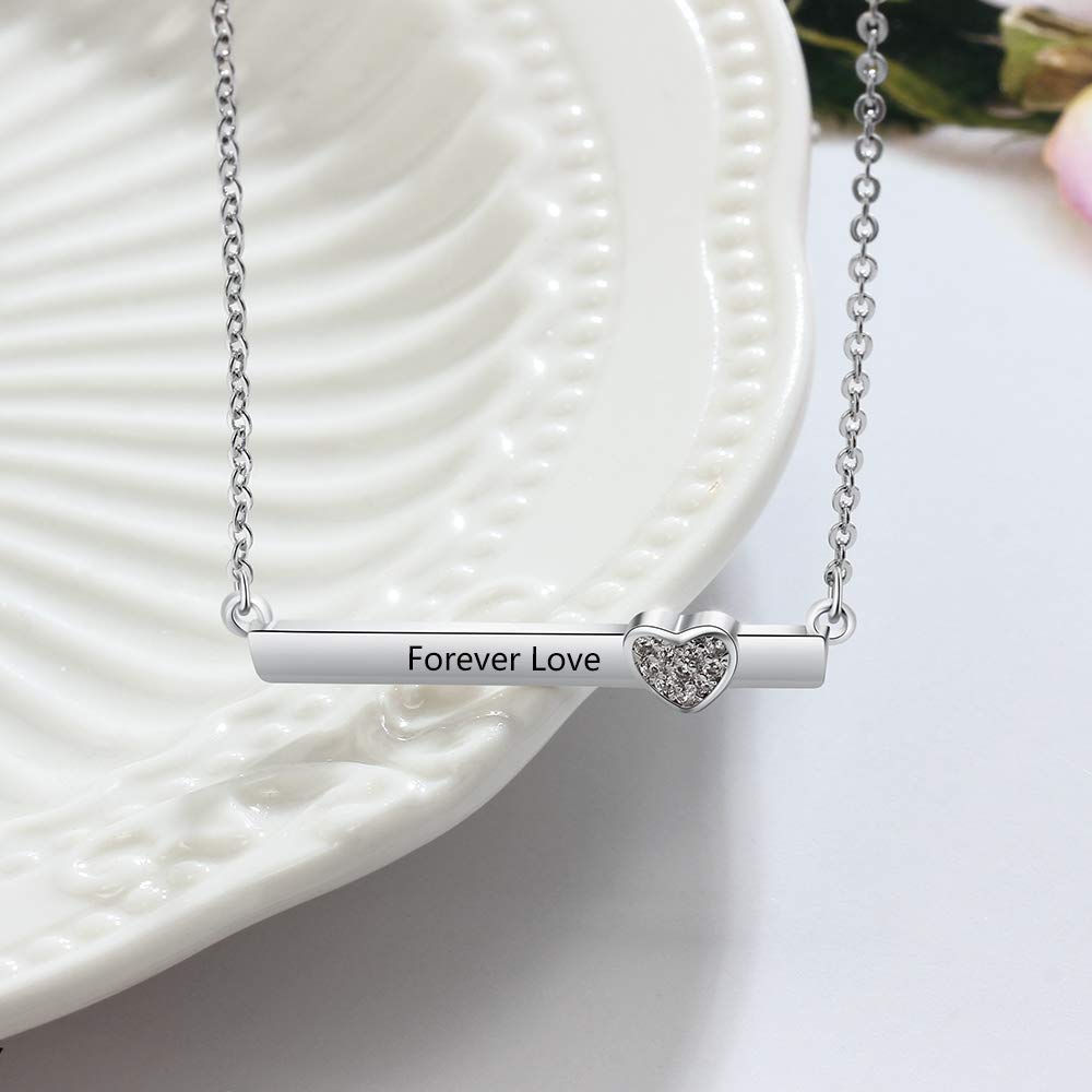 Custom Name Bar Necklace for Women & Girls - Personalized Engraved Nameplate Pendant Jewelry Gift for Birthday, Anniversary & Special Occasions