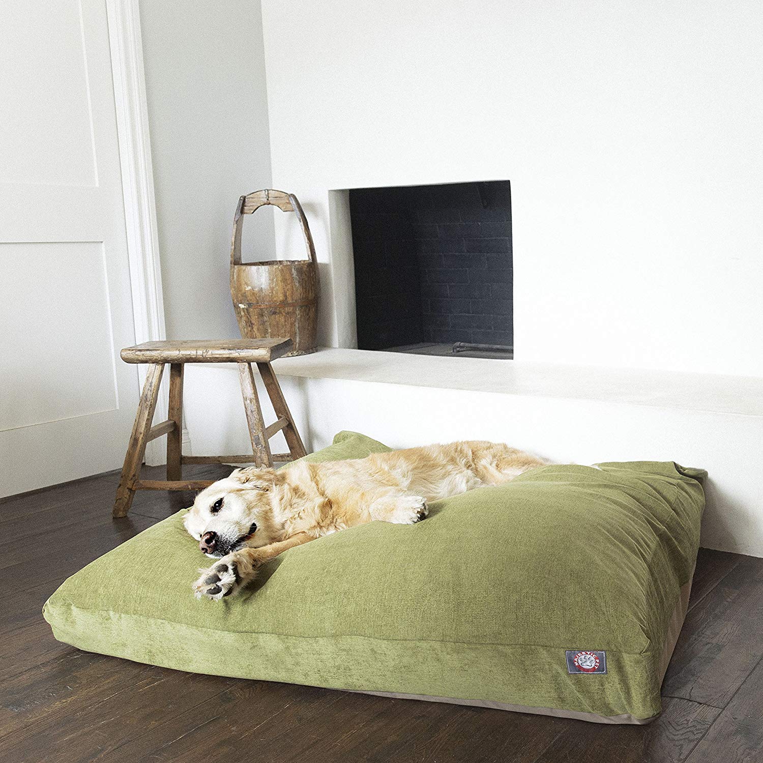 Majestic Pet Villa Rectangle Washable Dog Bed – Non-Slip Comfortable Crate & Kennel Bed with Removable Cover – Medium Size Fern Green Polyester Fiber Pet Bed for Sleeping, Lounging & Travel Use