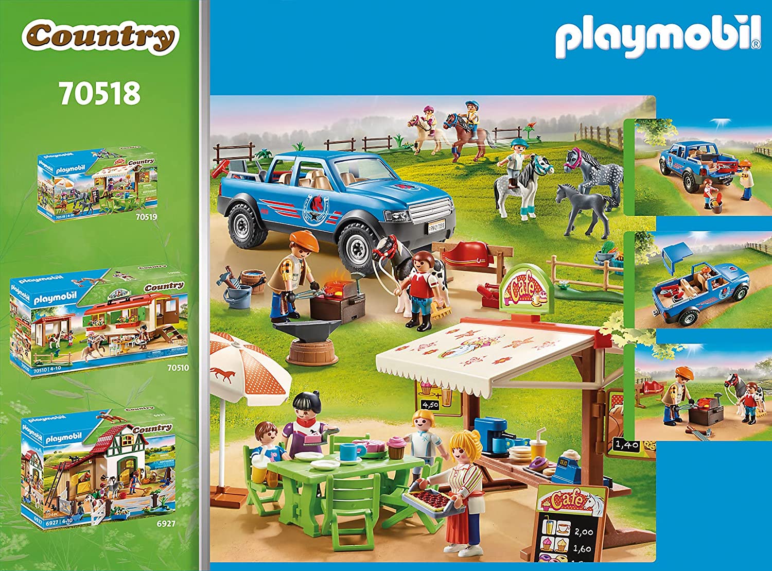 PLAYMOBIL Mobile Farrier 70518 - Portable Horse Grooming & Shoeing Toy Set for Kids - Perfect for Farm Animal Pretend Play & Educational Role-Playing Games