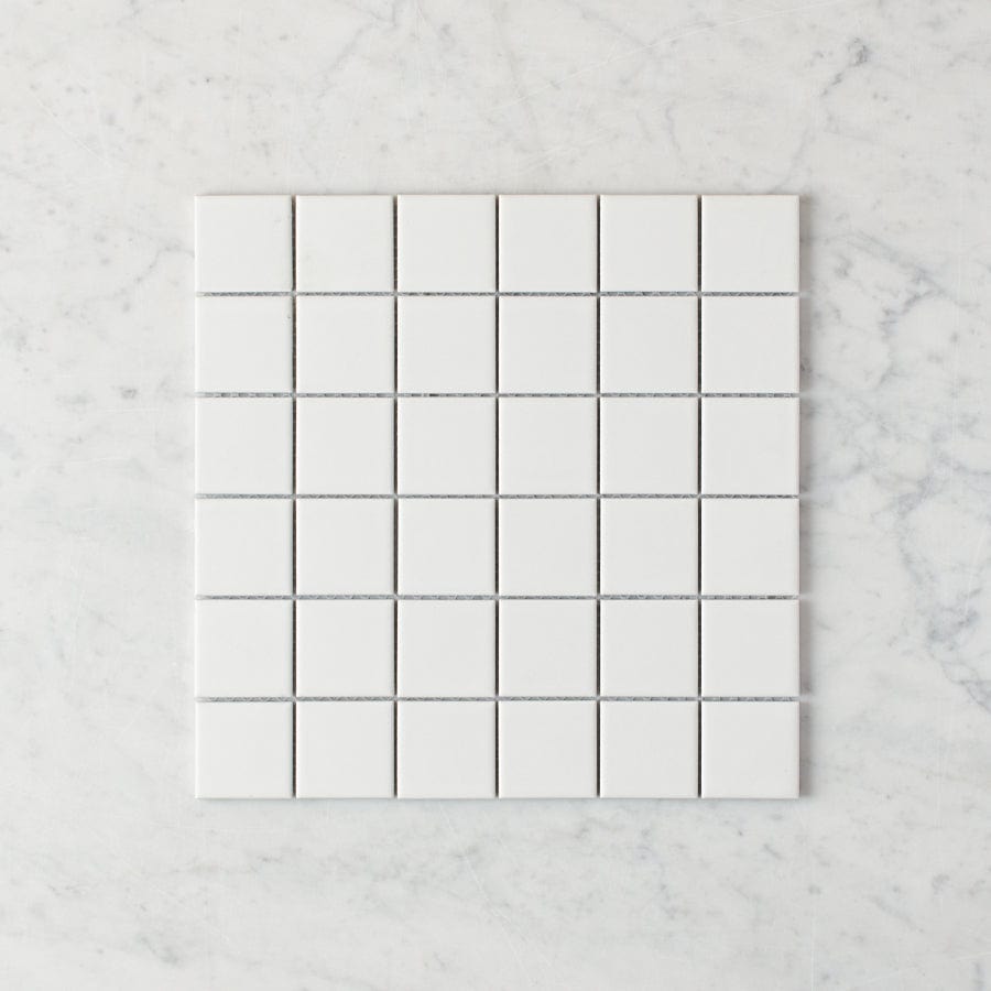 Premium Haddon White Matte Medium Square Tile - 12x12 Inch Ceramic Wall & Floor Tile for Bathroom, Kitchen, and Backsplash