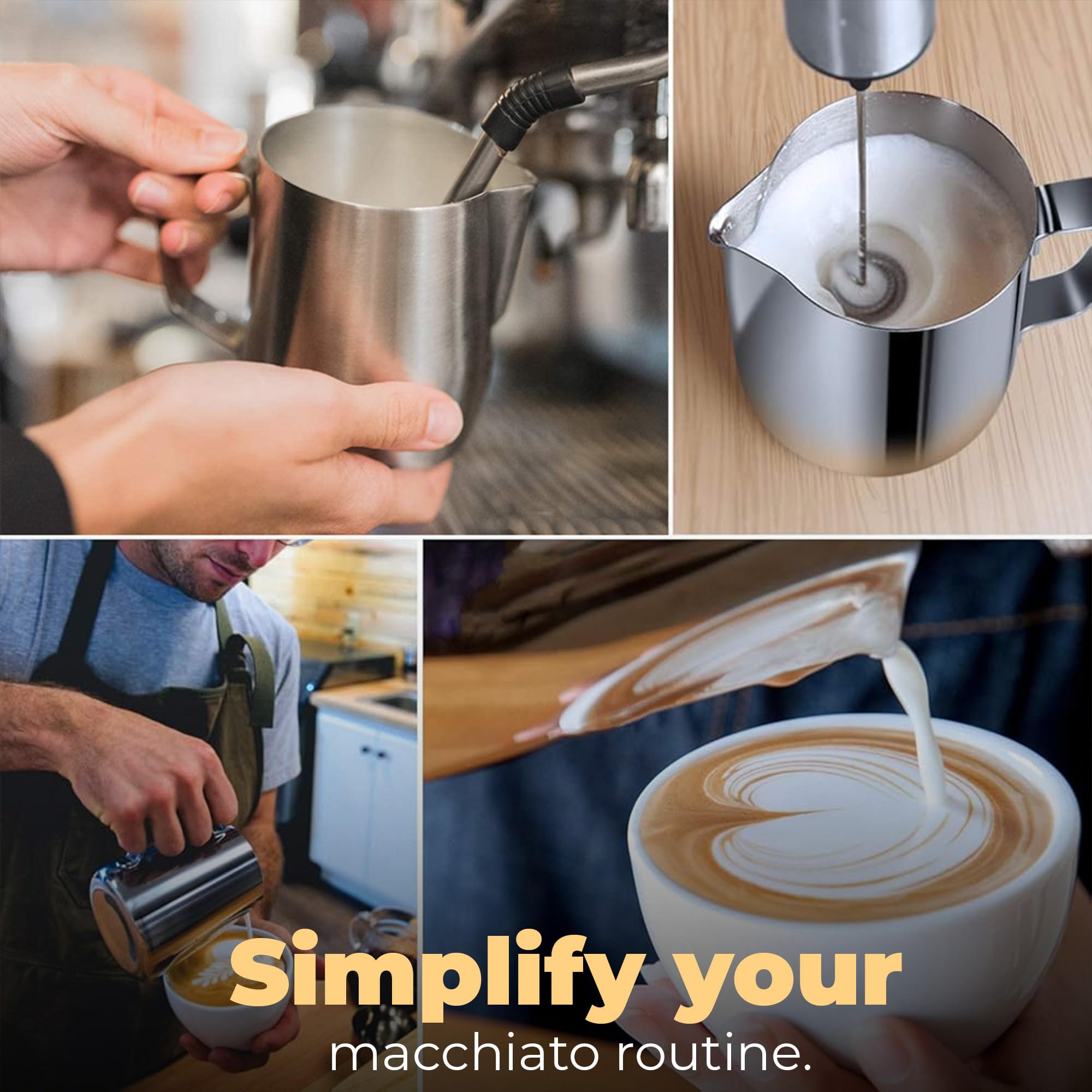 Rattleware 32 oz Macchiato Milk Frothing Pitcher - Premium Stainless Steel for Latte Art, Home & Cafe Use | Perfect for Espresso, Cappuccino & Hot Chocolate Making