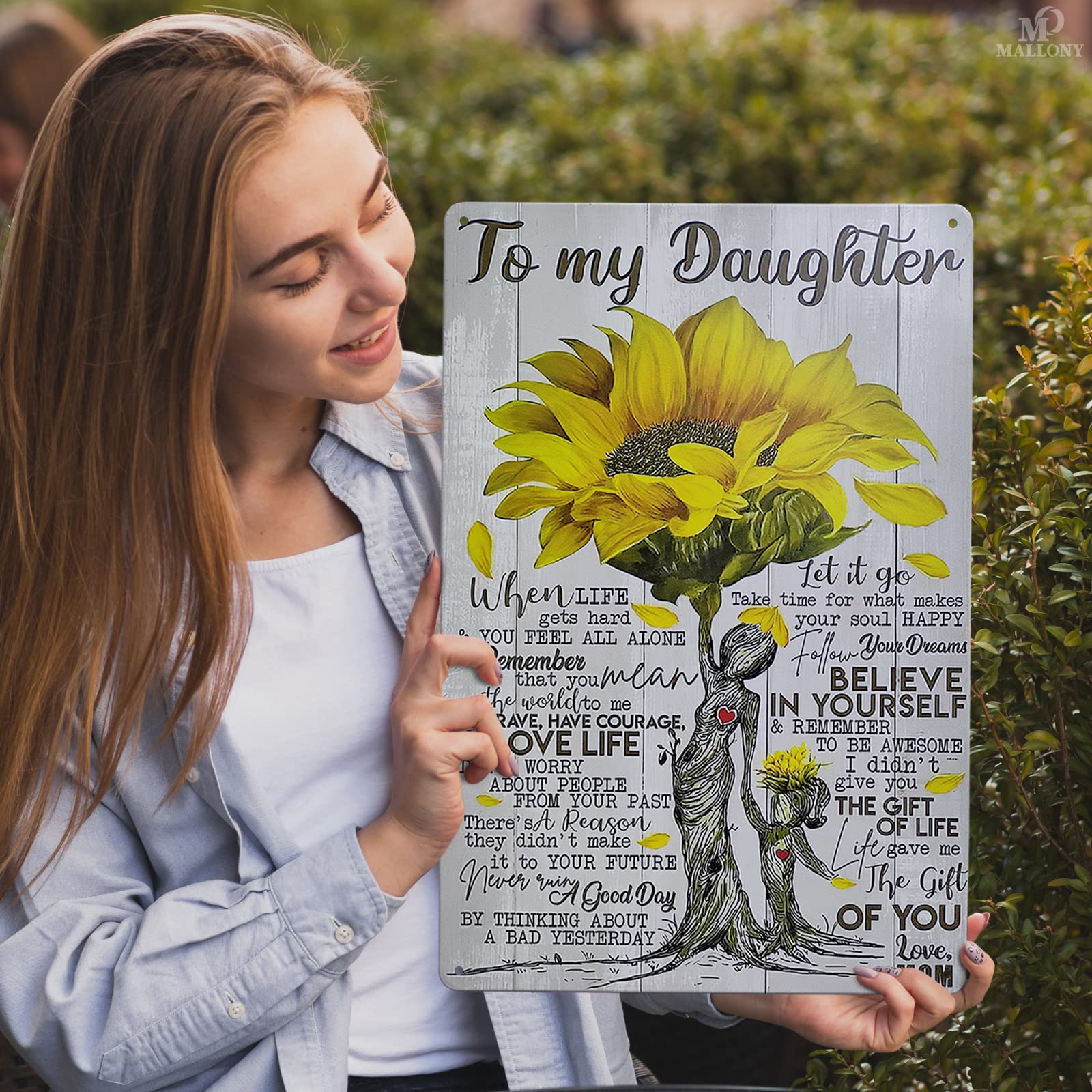 8x12 Inch Sunflower Motivational Wall Art for Daughter - Inspirational Sunflower Poster, Flower Pictures Wall Decor - Perfect for Bedroom, Nursery, or Gift Idea