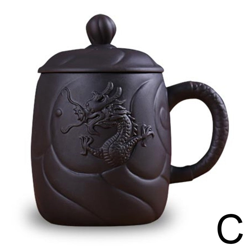 Premium Yixing Purple Clay Dragon Tea Cup with Infuser - Handcrafted Chinese Teapot for Loose Leaf Tea, Perfect for Gongfu Tea Ceremony & Daily Brewing