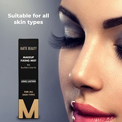 Professional Makeup Fixing Mist with Rose Water & Green Tea - Long-Lasting Makeup Setting Spray for Face - 100ml - Perfect for Bridal, Photo Shoots & Daily Wear