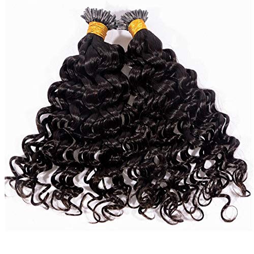 Premium Malaysian Loose Wave Human Hair Extensions - 30 Inch I-Tip Bonded Hair 1g/s (Colors #1/#2/#4) - Deep Curly Easy Stick Tip for Natural Look - Perfect for Weddings, Parties & Daily Styling (22 Inch 100 Strands, Color #2 Darkest Brown)