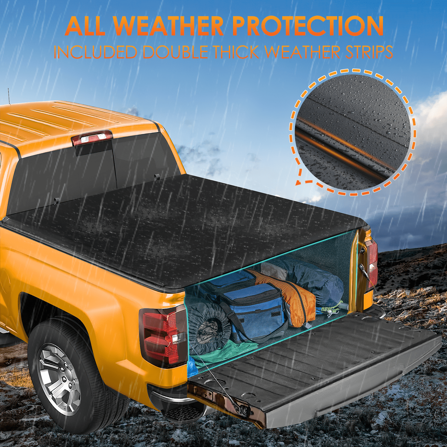 5.8ft Soft Roll Up Truck Bed Cover for Chevy Silverado & GMC Sierra 1500 (2019-2023) | Waterproof Tonneau Cover | Easy Installation | Perfect for Camping, Hauling & Outdoor Adventures