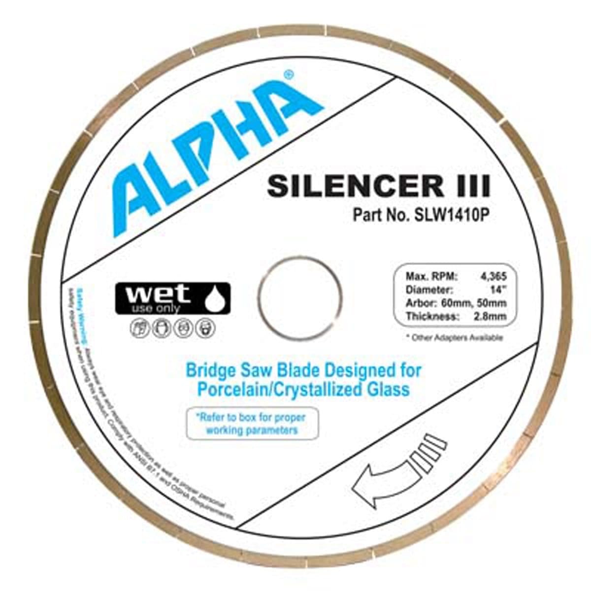Alpha Silencer III Blade for Porcelain and Glass Cutting - Professional Tile Cutter for Bathroom, Kitchen Renovation and DIY Projects