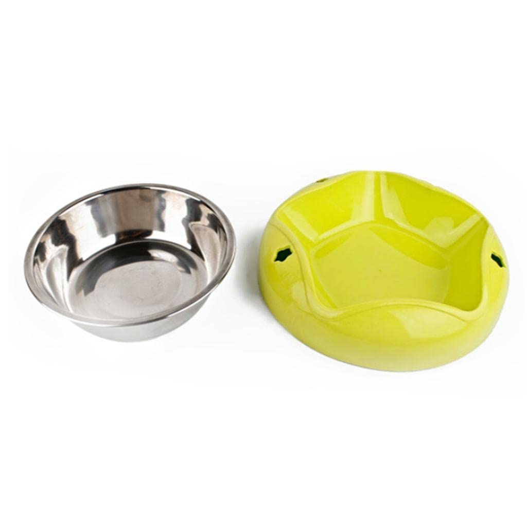 Stainless Steel Pet Bowl for Dogs & Cats - Non-Slip Travel Food Dish for Puppy Outdoor Feeding - Durable Yellow Pet Food Container | Perfect for Home, Travel, Camping & Hiking