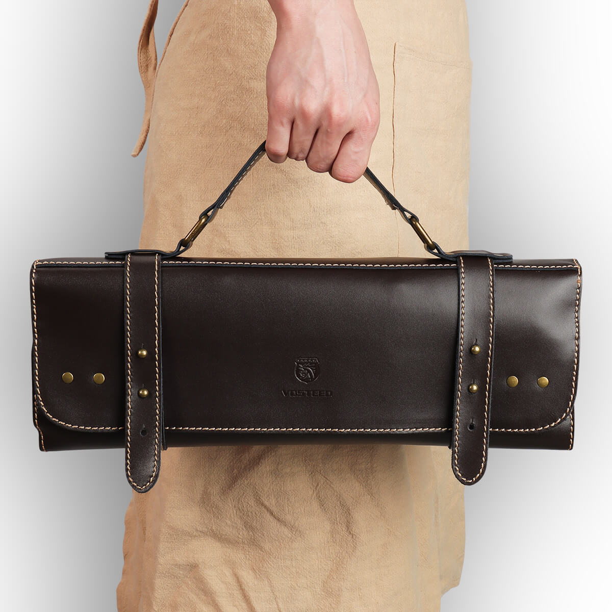 Professional Leather Knife Roll Bag for Chefs - 12 Slot Knife Storage Case with Padded Protection - Perfect for Culinary Students, Home Cooks & Professional Chefs - Ideal for Kitchen, Travel & Cooking Classes