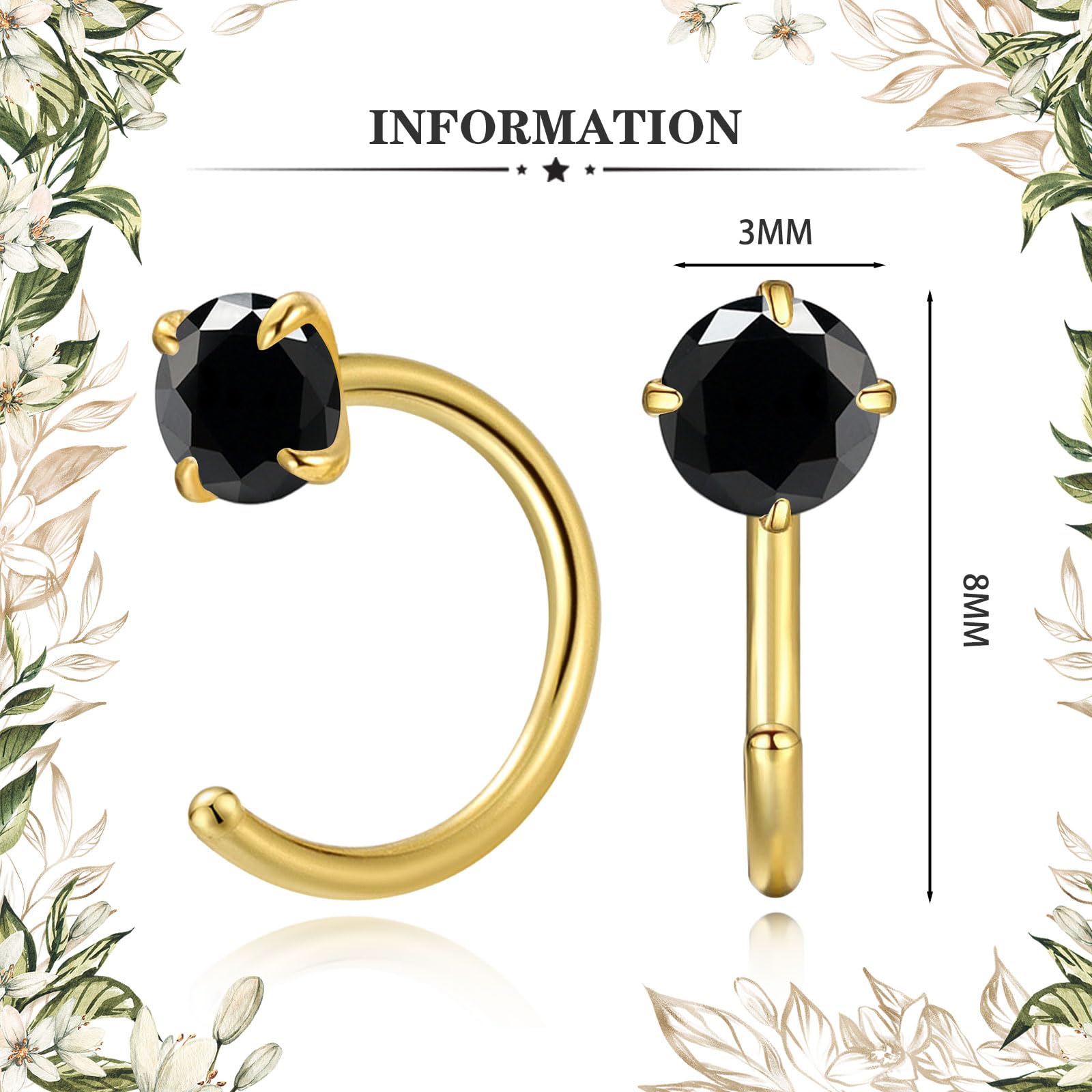 14K Gold Small Hoop Earrings for Women - Tiny CZ Huggie Half Hoop Earrings | Hypoallergenic Trendy Jewelry | Perfect for Christmas, Birthday, Wedding & Everyday Wear (Black)