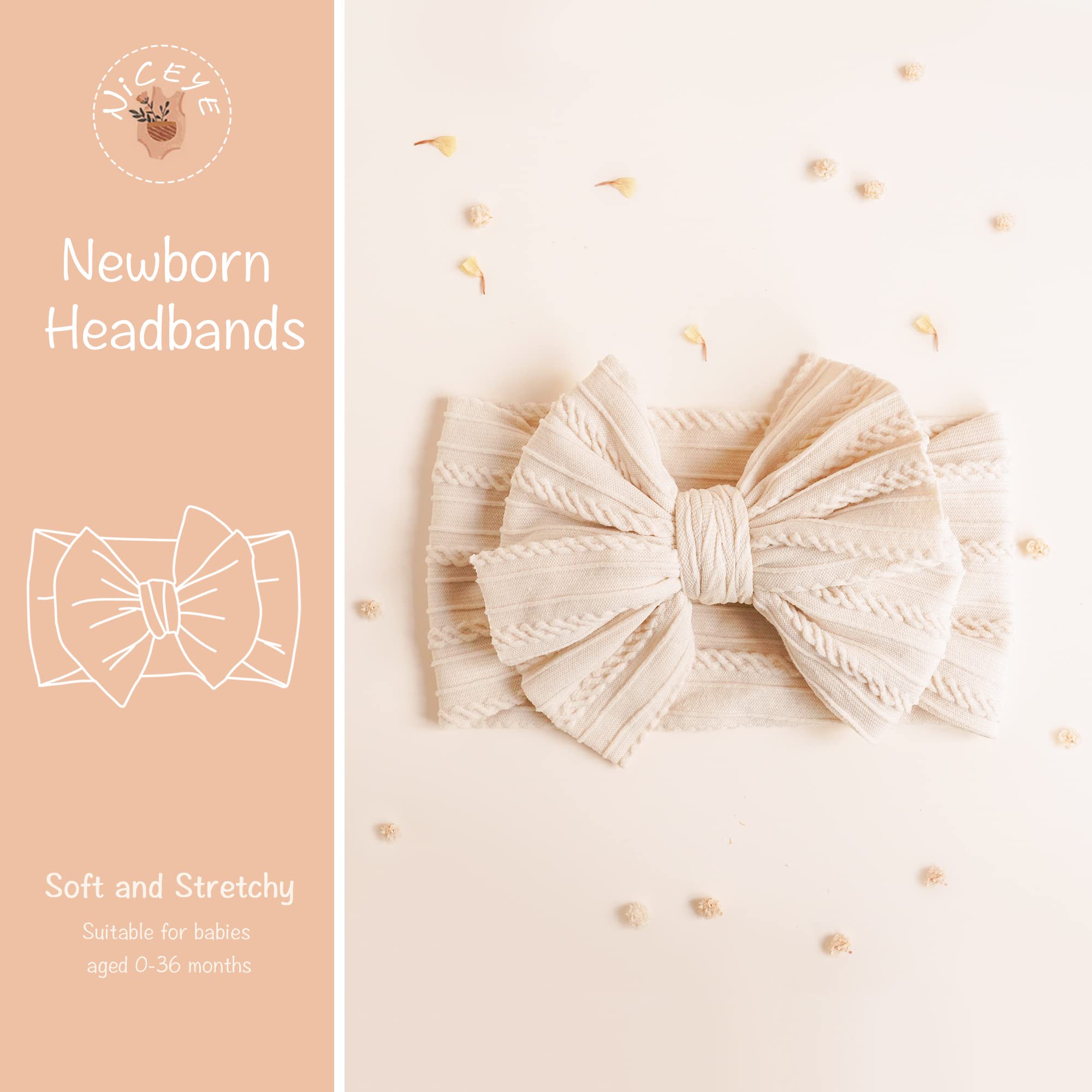 Niceye Handmade Baby Headbands - Soft Stretchy Nylon Hair Bands with Bows for Newborns, Infants & Toddlers | Perfect for Photoshoots, Birthday Parties & Everyday Outfits