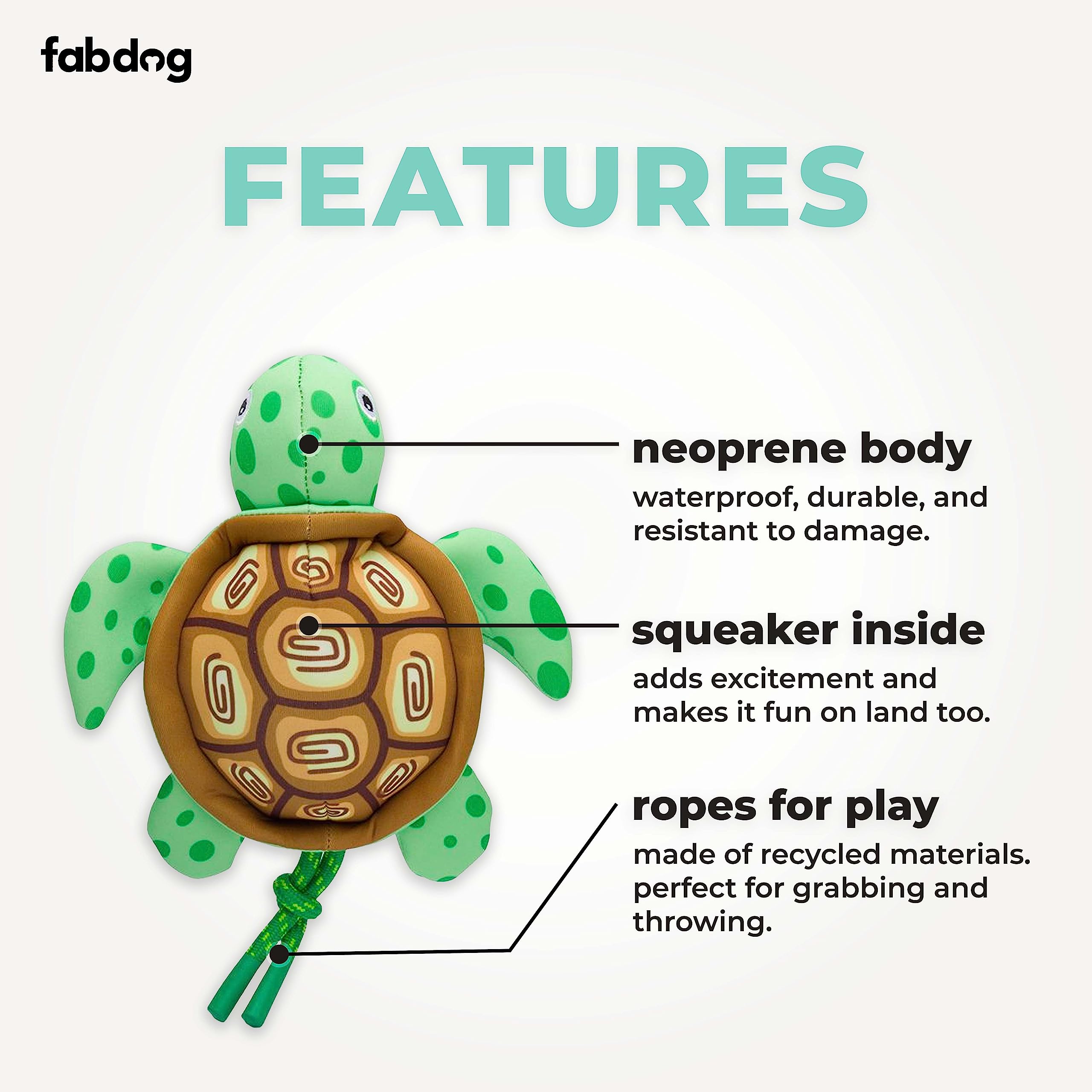 FabDog Floaties Dog Toys - Squeaky Floating Water Toys for All Breeds | Durable Duck & Turtle Puppy Toys Made with Recycled Nylon | Perfect for Pool, Beach & Outdoor Play