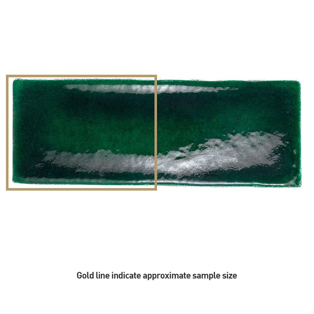 Handmade Zellige Glossy Subway Tile 70x190mm in Havana Hunter Green - Perfect for Kitchen Backsplash, Bathroom Walls & Modern Interior Design