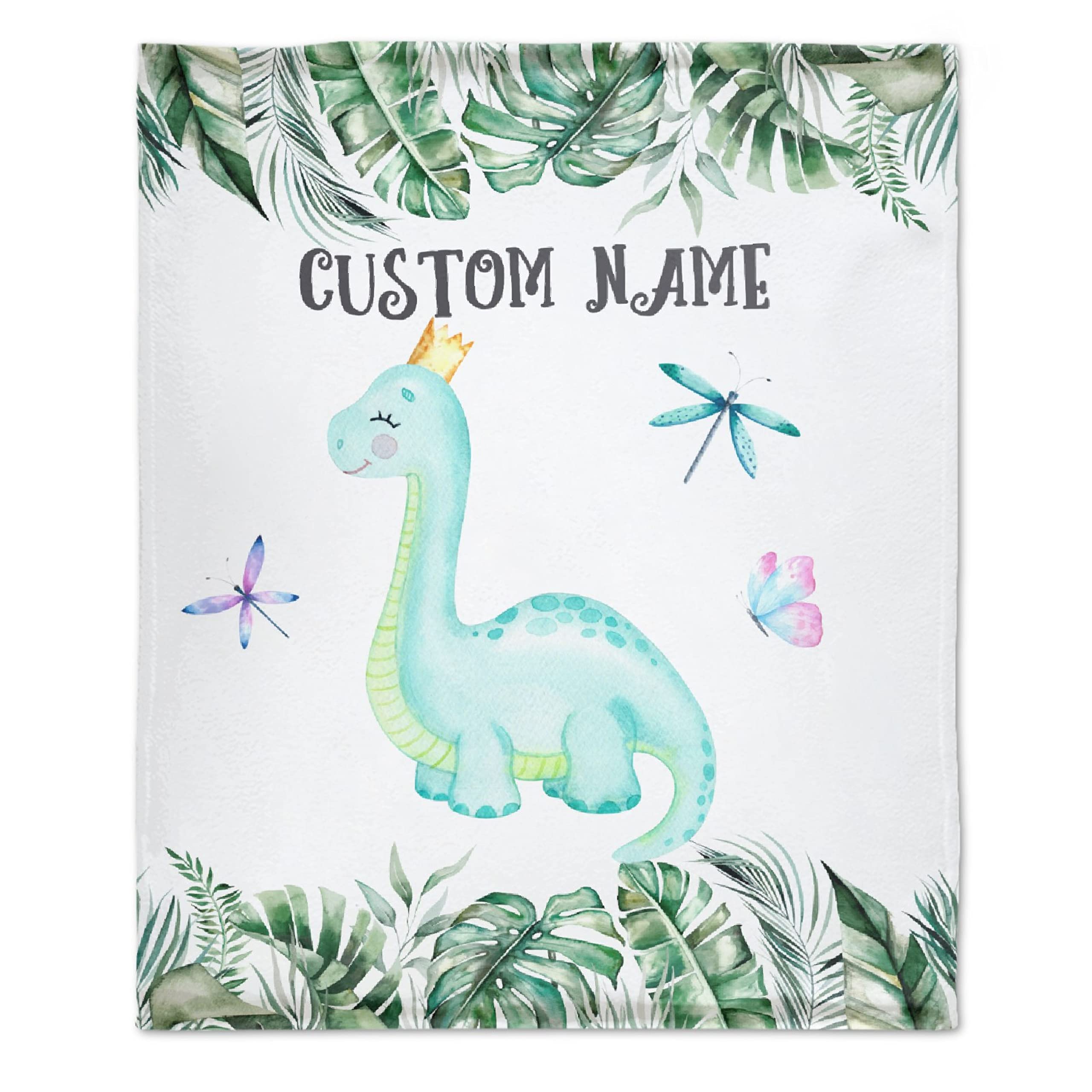 Personalized Baby Blanket with Name - Ultra Soft Dinosaur Fleece Blanket for Boys & Girls (120x90 inches) - Perfect for Toddlers, Kids Birthday Gifts & Family Keepsakes | Nursery Decor, Baby Shower Present, Cozy Bedtime Companion