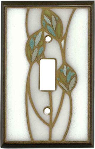 Three Leaves Ceramic Light Switch Plate - 1 Toggle Size, Decorative Wall Plate Cover for Home & Office (Bedroom, Living Room, Kitchen)