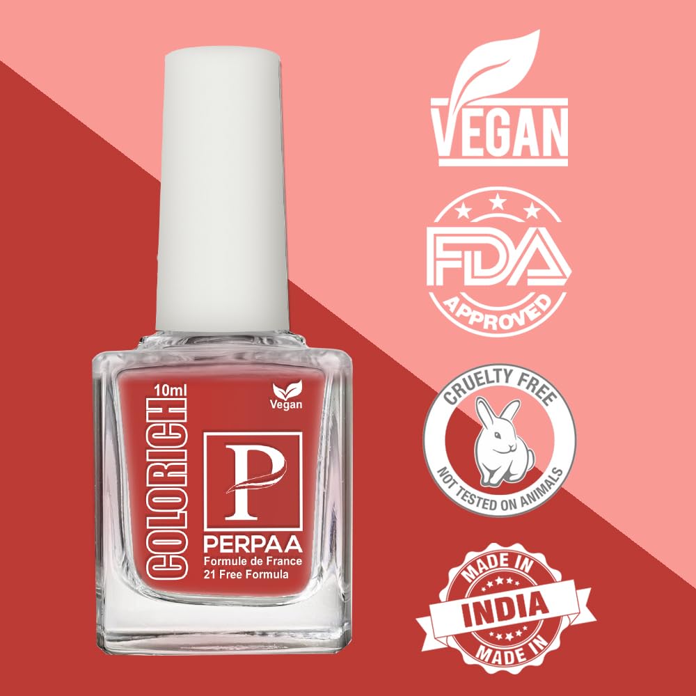 PERPAA® Vegan HD Color Gel Nail Polish Set - 3 Colors (Shimmer Peach, Bold Red, Coco Brown) | Long Lasting, Non-Toxic, Cruelty Free | Perfect for Manicures, Pedicures, Nail Art & Salon Use
