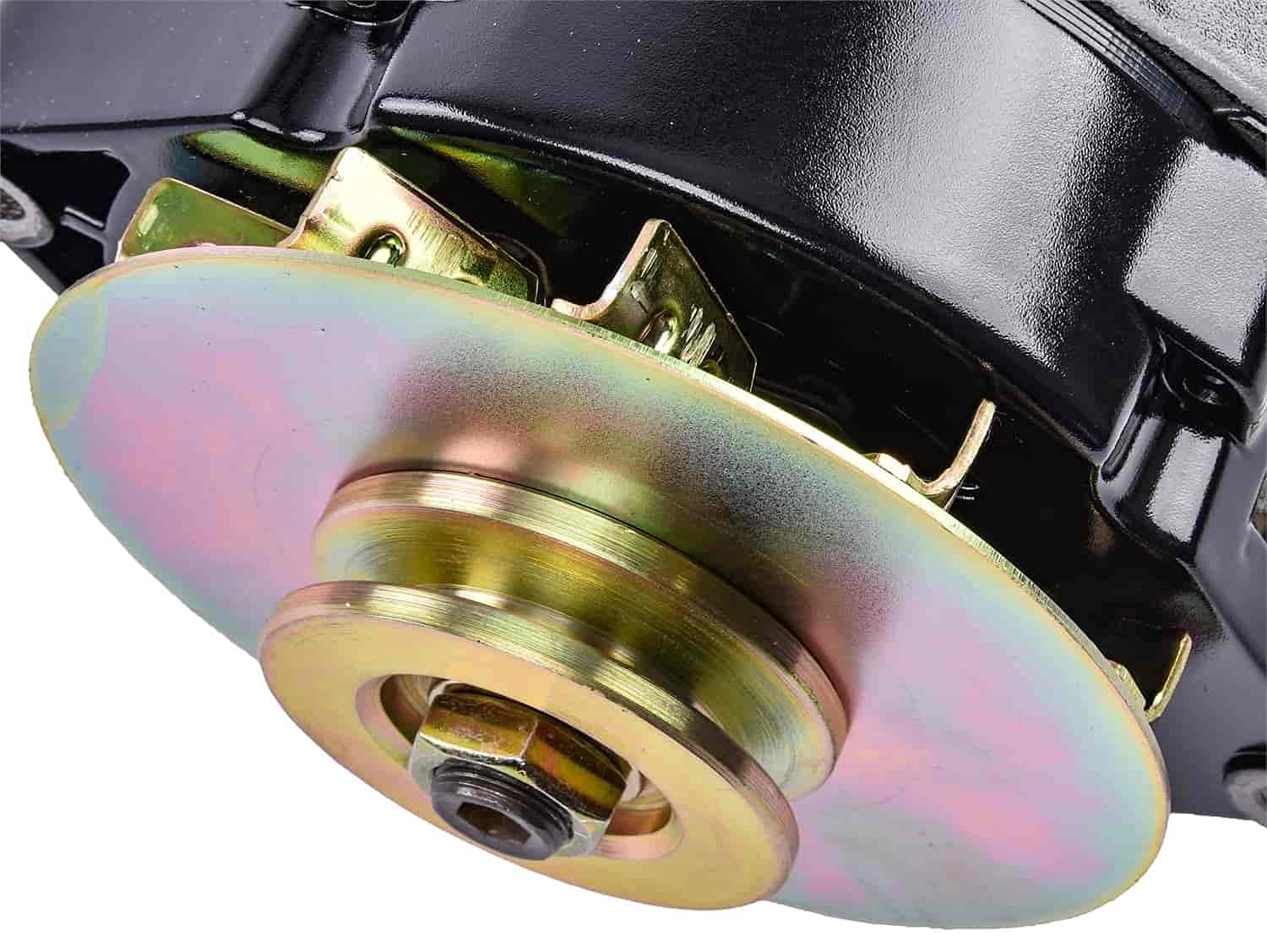 JEGS 1-Wire GM Alternator 100 Amp High Output - Made in USA - Black Finish - Single Groove V-Belt Pulley - Internal Regulator 12 Volt GM 10si - Perfect for Classic Car Restoration & Performance Upgrades
