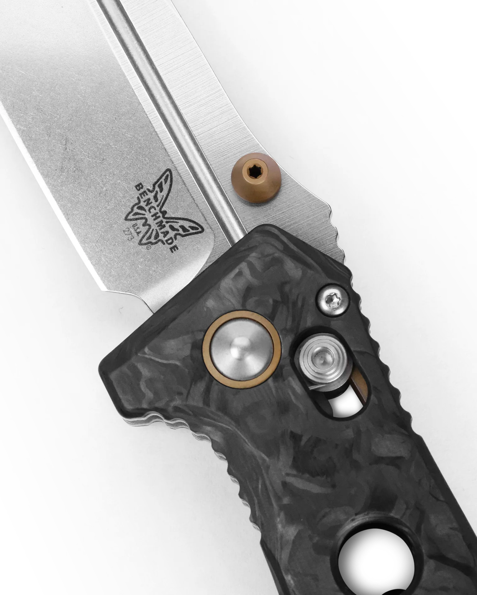 Benchmade Mini Adamas 273-03 AXIS Lock Folding Knife - MagnaCut Satin Plain Blade, Marbled Carbon Fiber Handles - EDC, Outdoor, Camping, Survival, Tactical Use