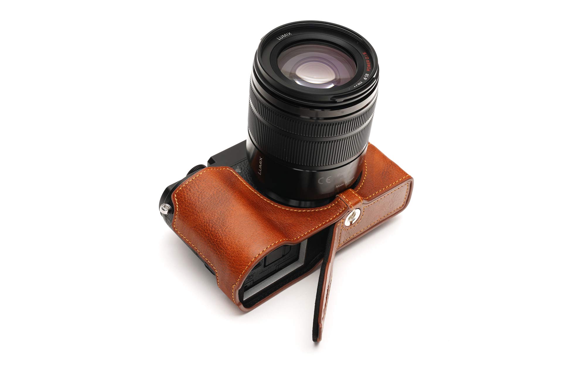 **Genuine Leather Camera Case for Panasonic Lumix DC-GX9 – Handmade Half Cover with Bottom Opening & Hand Strap (Lava Brown) – Perfect for Travel & Outdoor Photography**