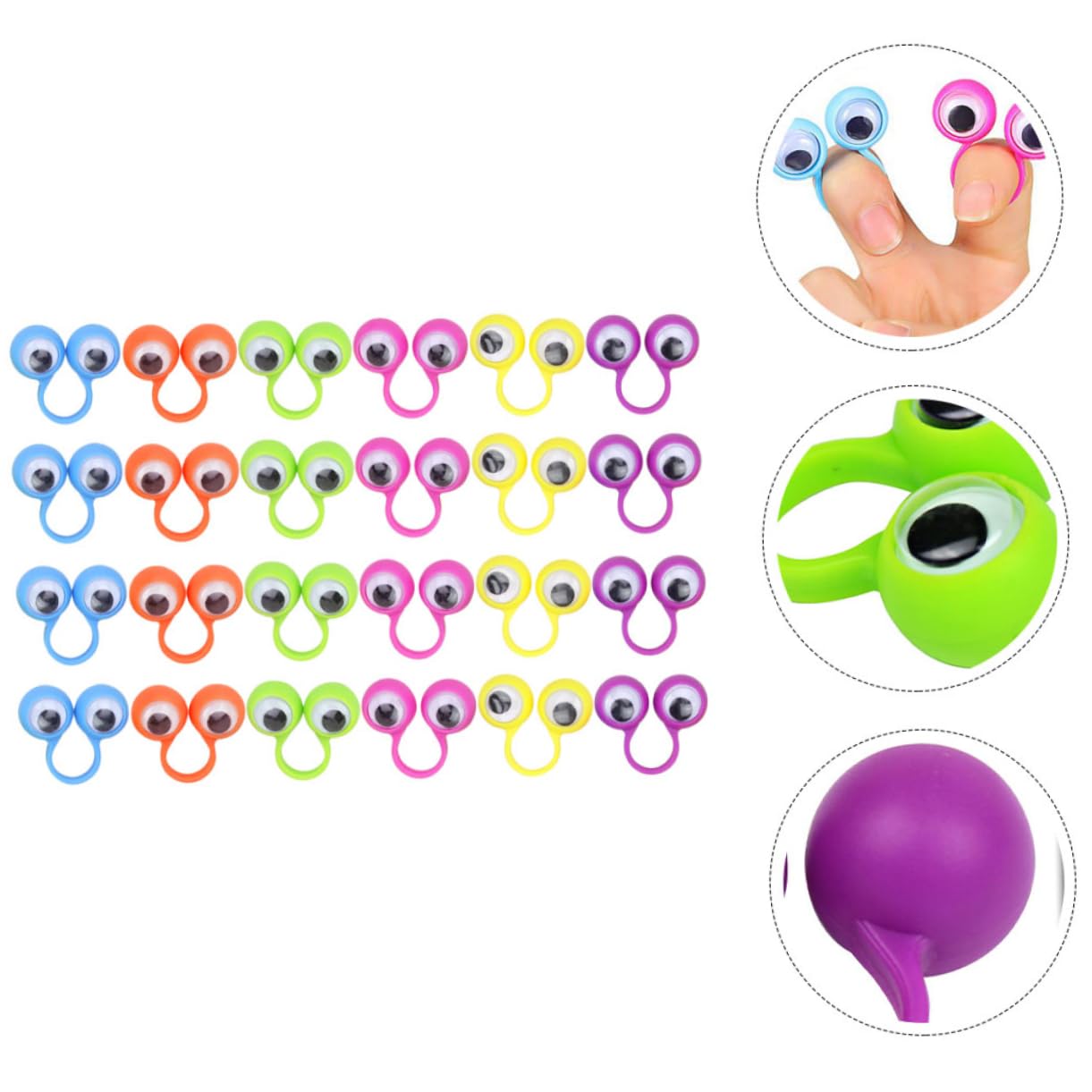 Gogogmee 36-Piece Large Eye Rings - Fun Finger Puppet Toy with Moving Eyes, Interactive Party Favor for Kids & Adults - Perfect for Storytelling, Classroom Activities & Birthday Party Games