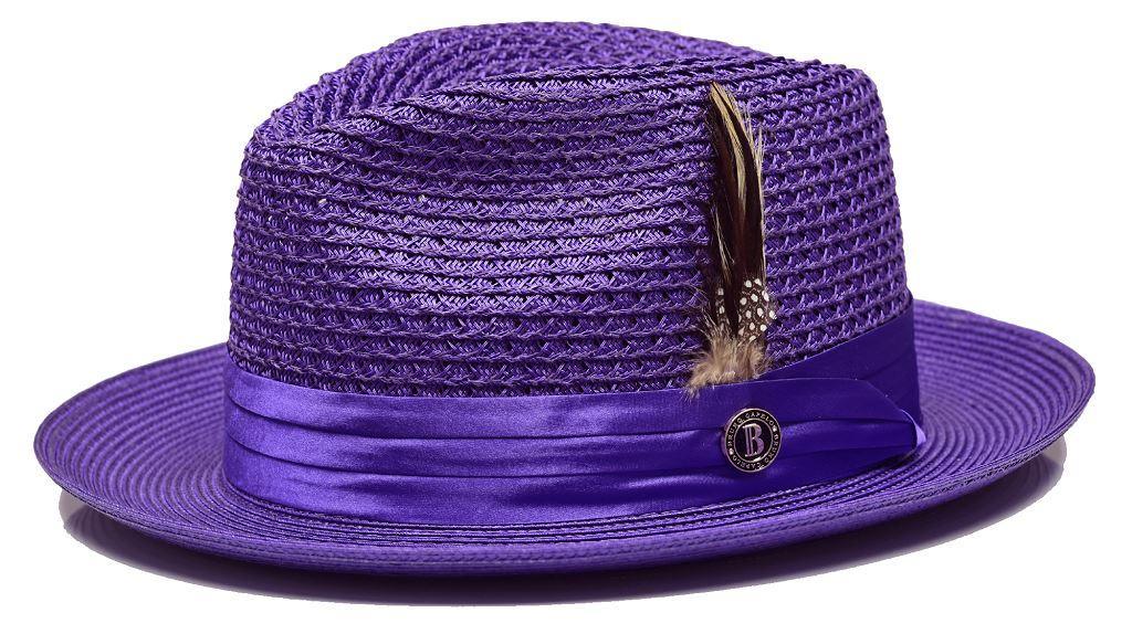 Stylish Purple Fedora Braided Straw Hat for Women - Summer Beach Hat with UV Protection - Perfect for Outdoor, Vacation, and Fashion Accessories