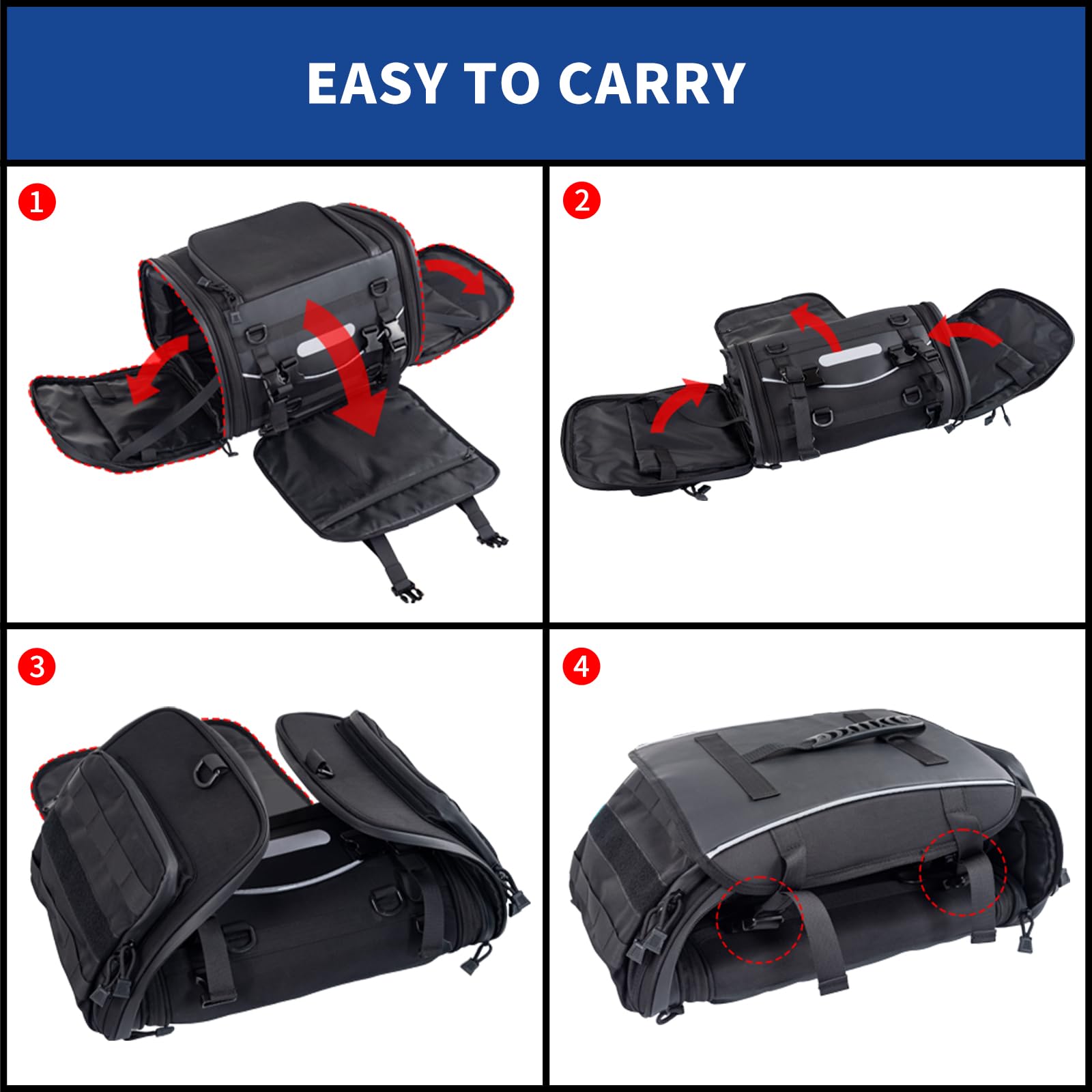 **Universal Motorcycle Travel Luggage - 60-85L Expandable Tail Bag (15-22 Gallon) | All-Weather Rack Bag, Sissy Bar Bag & Helmet Storage | Waterproof Tour Pack Backpack with 6 Straps & Cover | Ideal for Long-Distance Riding, Camping & Adventure Trips**
