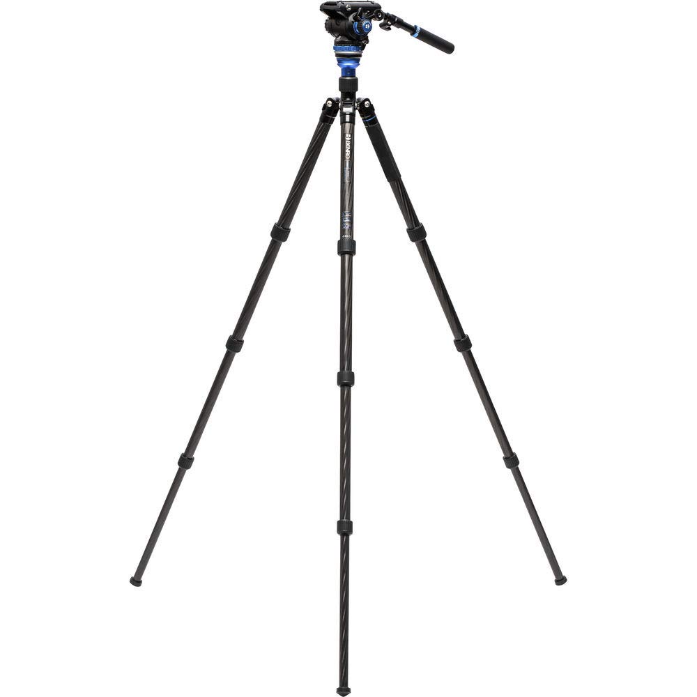 Benro Aero 6 PRO Carbon Fiber Video Tripod with S6 PRO Fluid Head - 13.2 lb Capacity, Leveling Column & Monopod Conversion for Travel Filmmaking - Perfect for Vlogging, Documentary & Outdoor Photography (C3883TS6PRO)