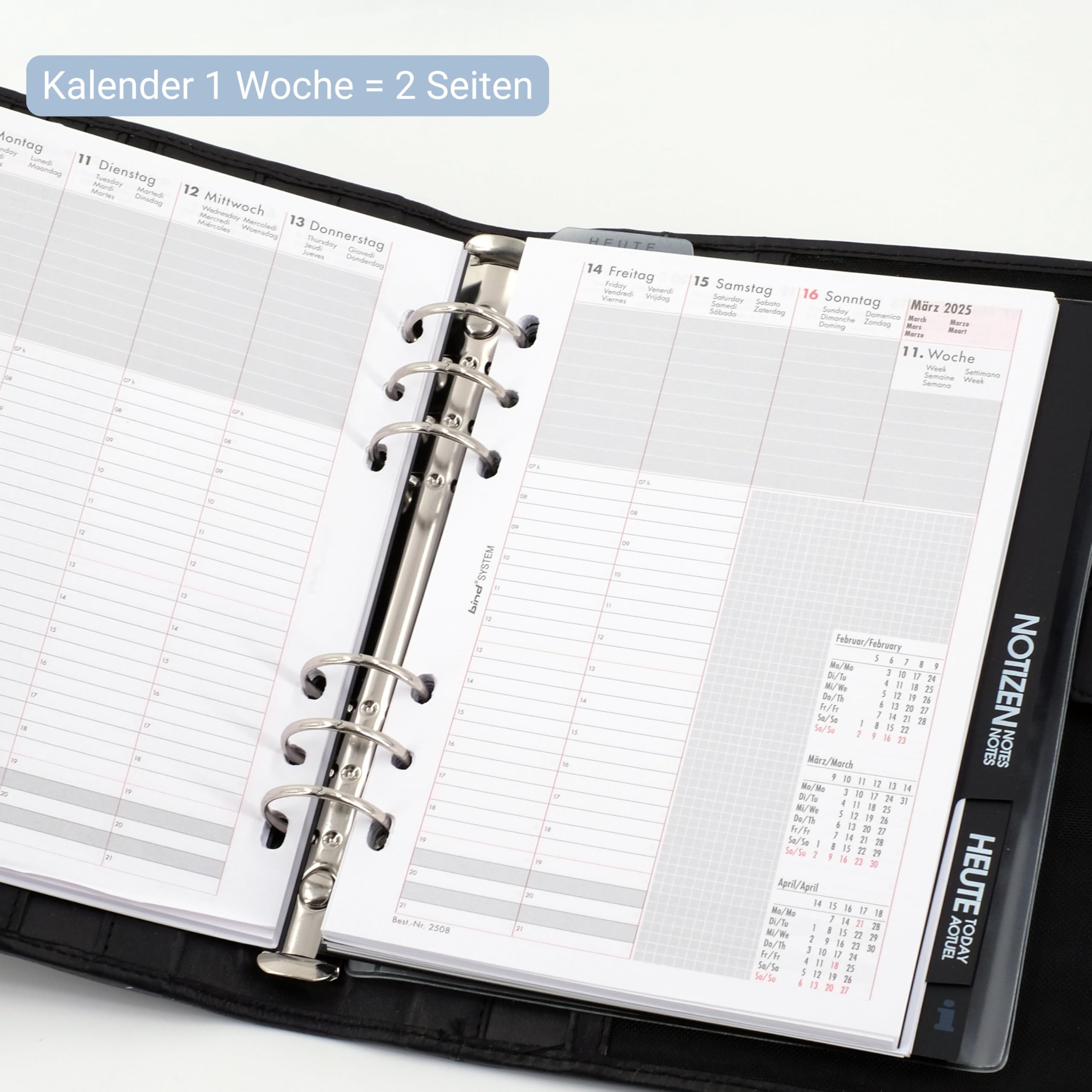 Bind – T 5-1 A5 Nappa Leather Personal Organiser with Magnetic Closure – Black – Perfect for Office & Daily Planning