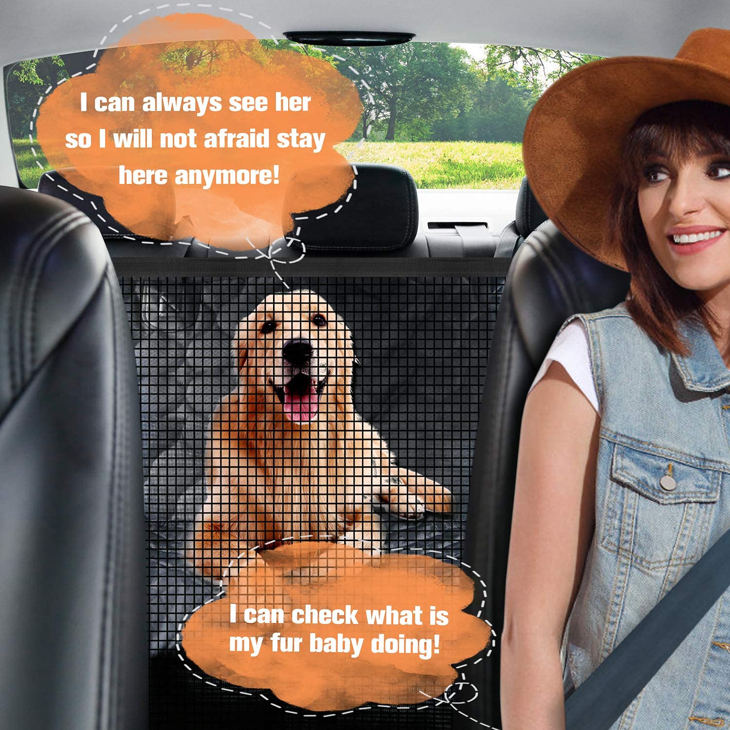 Waterproof PETICON Cargo Liner & Dog Car Seat Cover with Mesh Window & Bumper Flap Protection - Durable Pet Back Seat Protector for Cars, SUVs, Trucks | Perfect for Travel, Camping & Daily Pet Transportation