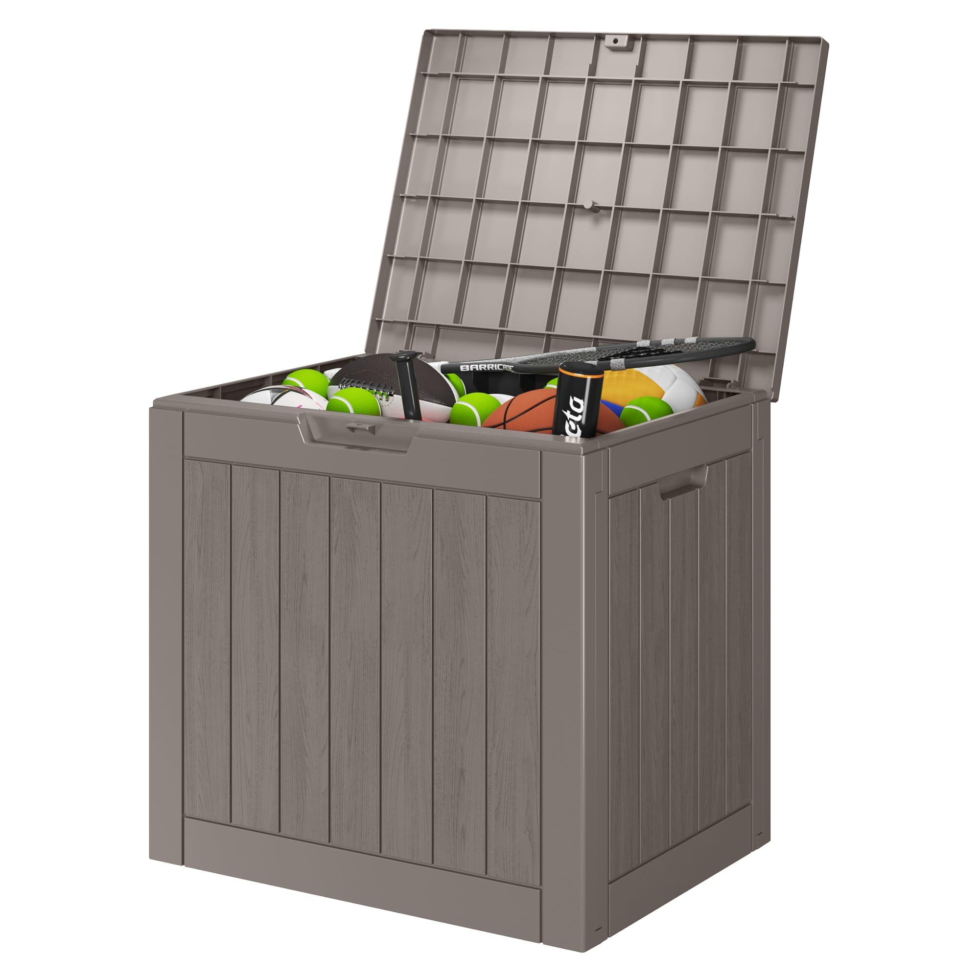 31 Gallon Outdoor Storage Box - Waterproof & Durable Resin Deck Box with Lock, Patio Furniture Storage for Garden Tools, Toys & Cushions | Easy Assembly Weatherproof Container for Backyard, Poolside & Garage Organization (Brown)