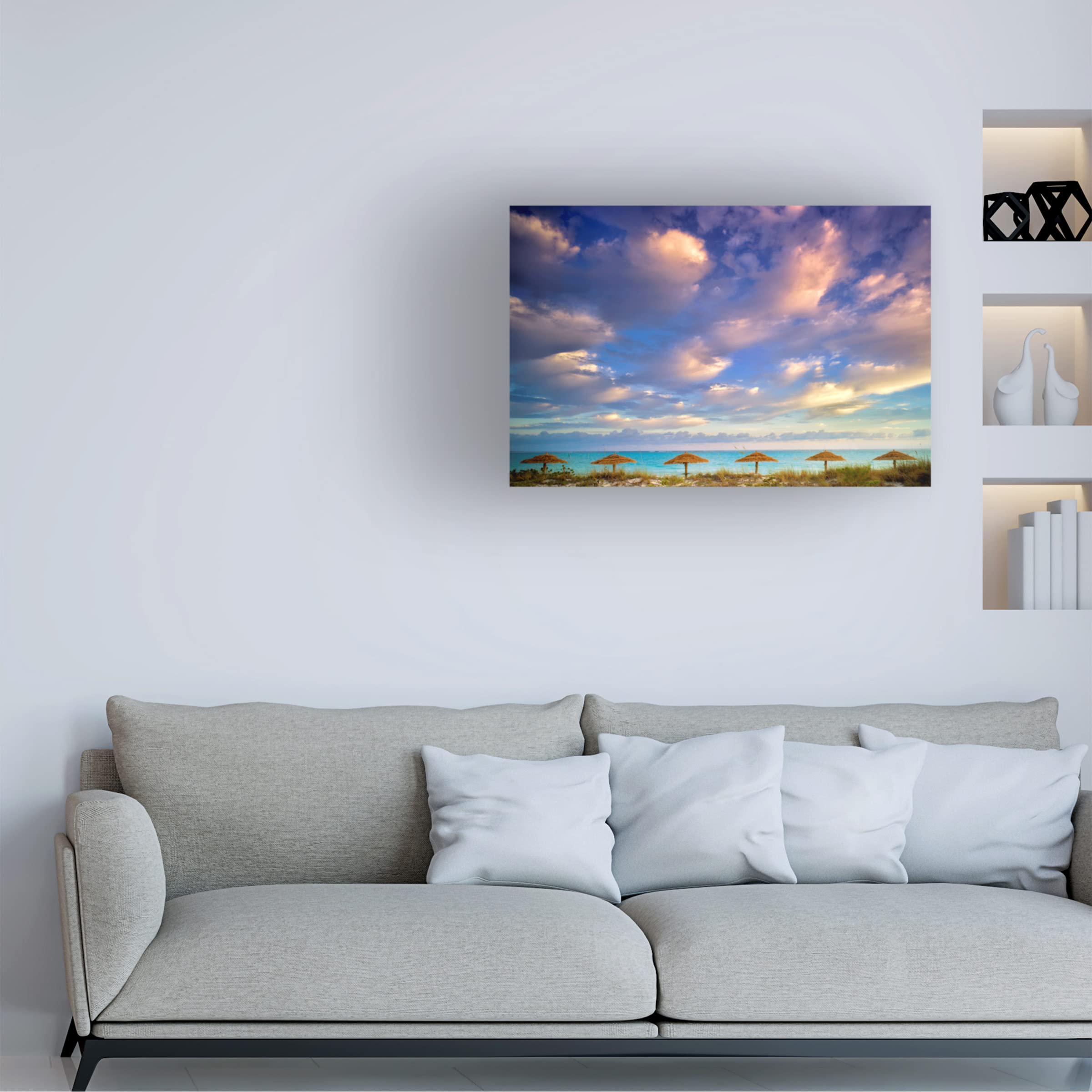 Trademark Fine Art 'Umbrella' Canvas Print by Dennis Frates - Stunning Beach Scene Wall Decor for Living Room, Bedroom & Office