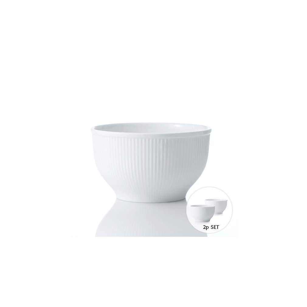 Hankook Whitebloom Bone China Bowl Set of 2 - Elegant Dinnerware for Soup, Salad & Dessert - Premium Korean Dojagi Tableware for Fine Dining & Home Entertaining