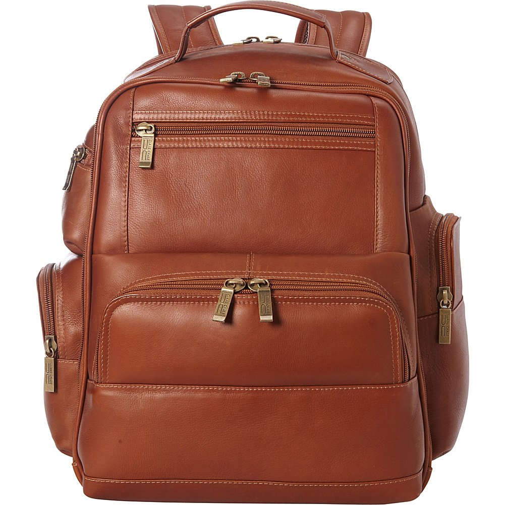 Claire Chase Executive Laptop Backpack for Women & Men - Professional Business Travel Bag with USB Charging Port - Durable Saddle Brown Leather Backpack for Office, Commute & College Students