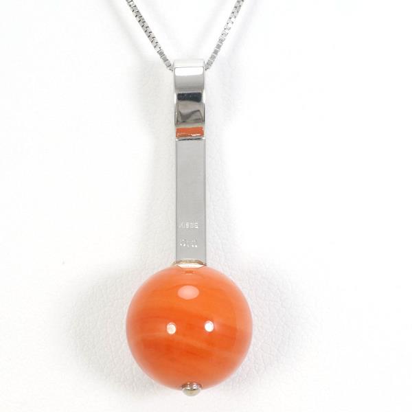18K White Gold Coral Diamond Necklace - Elegant Jewelry for Women, Wedding, Anniversary & Special Occasions