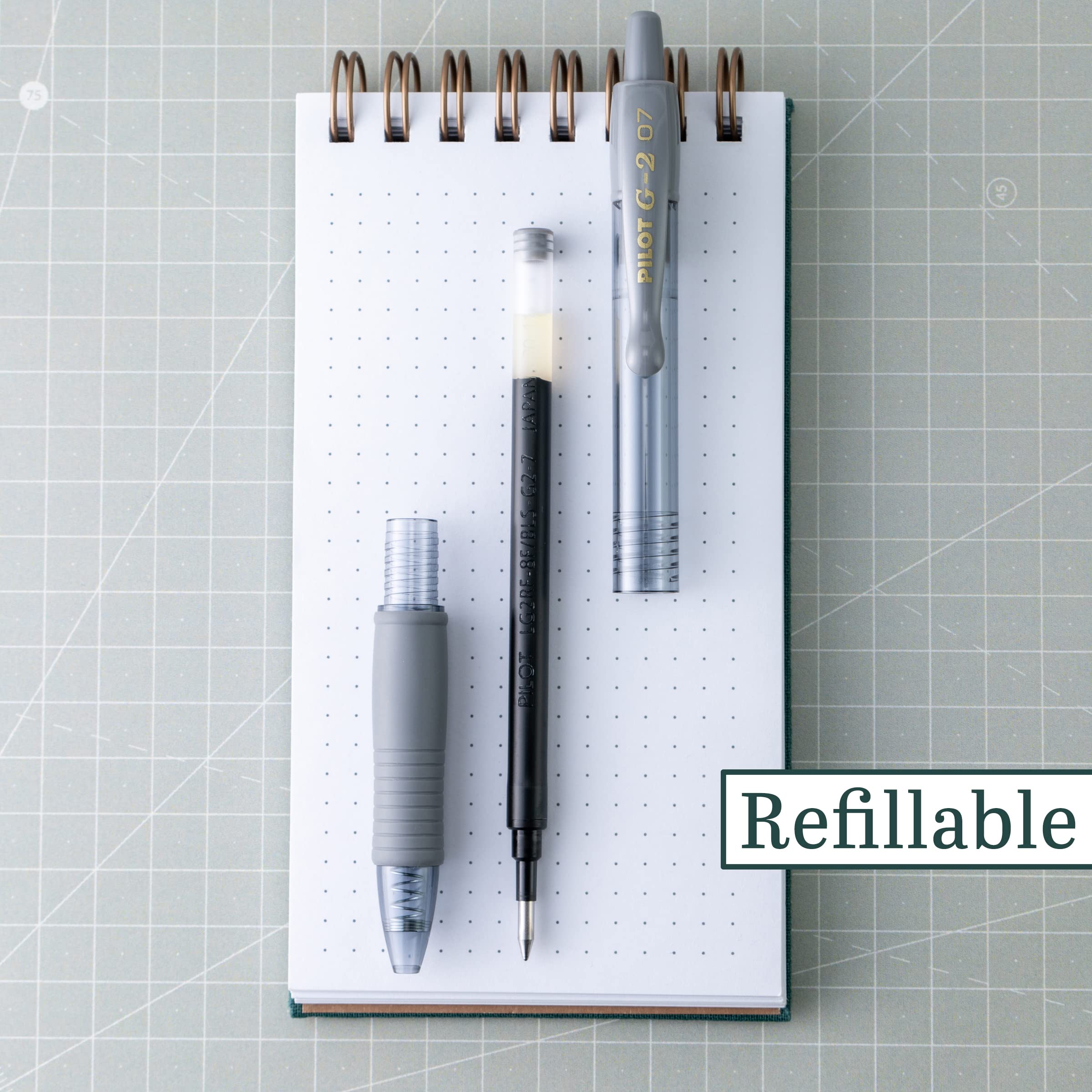 Premium Pilot G2 Retractable Gel Pens - 0.7mm Fine Point, Gray (6-Pack) - Smooth Writing for Office, School & Note Taking