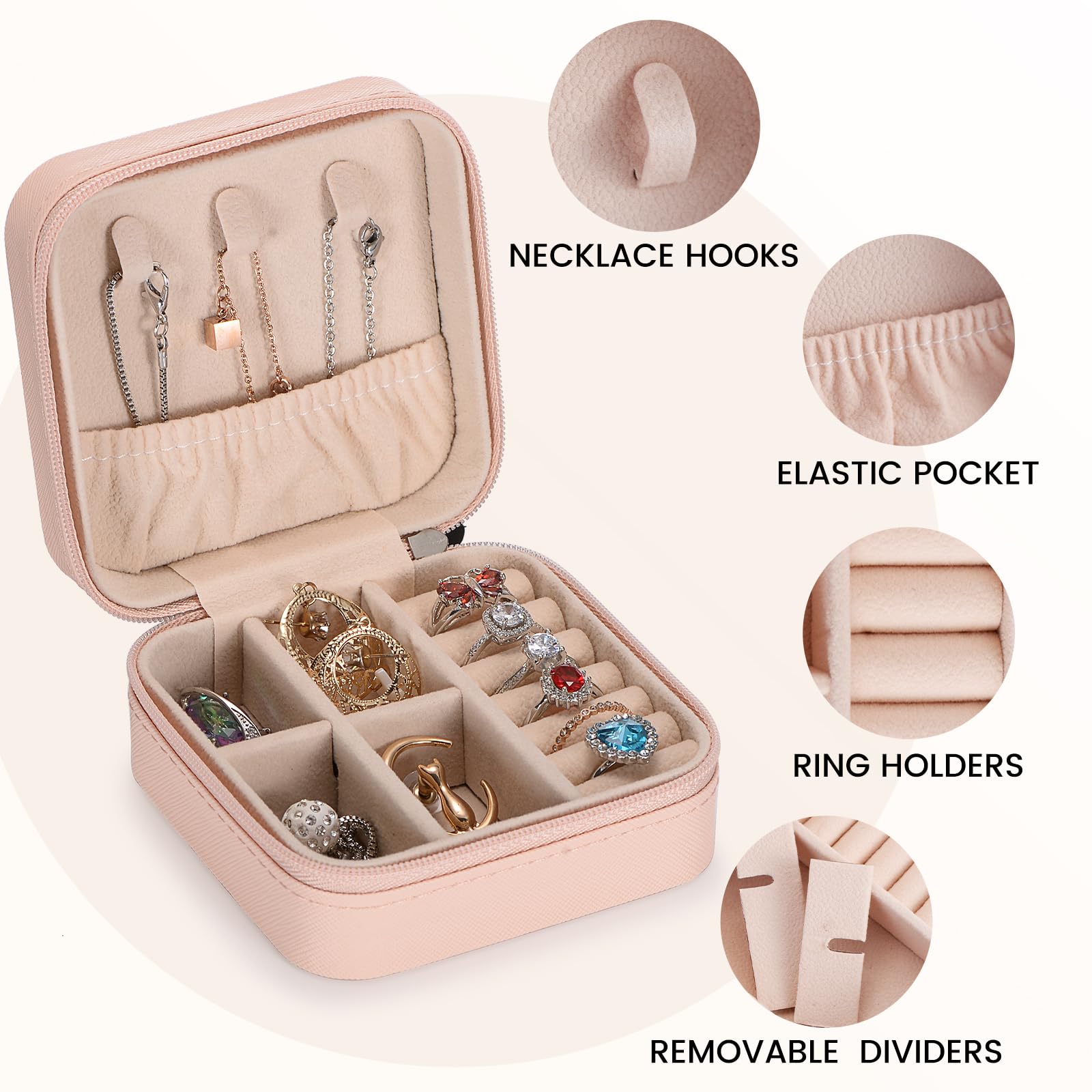 Personalized Leather Jewelry Box with Name & Birth Flower - Custom Jewelry Organizer for Women | Travel Jewelry Case, Gift for Mom, Bridesmaids, Anniversary - Perfect for Travel, Home Storage & Special Occasions