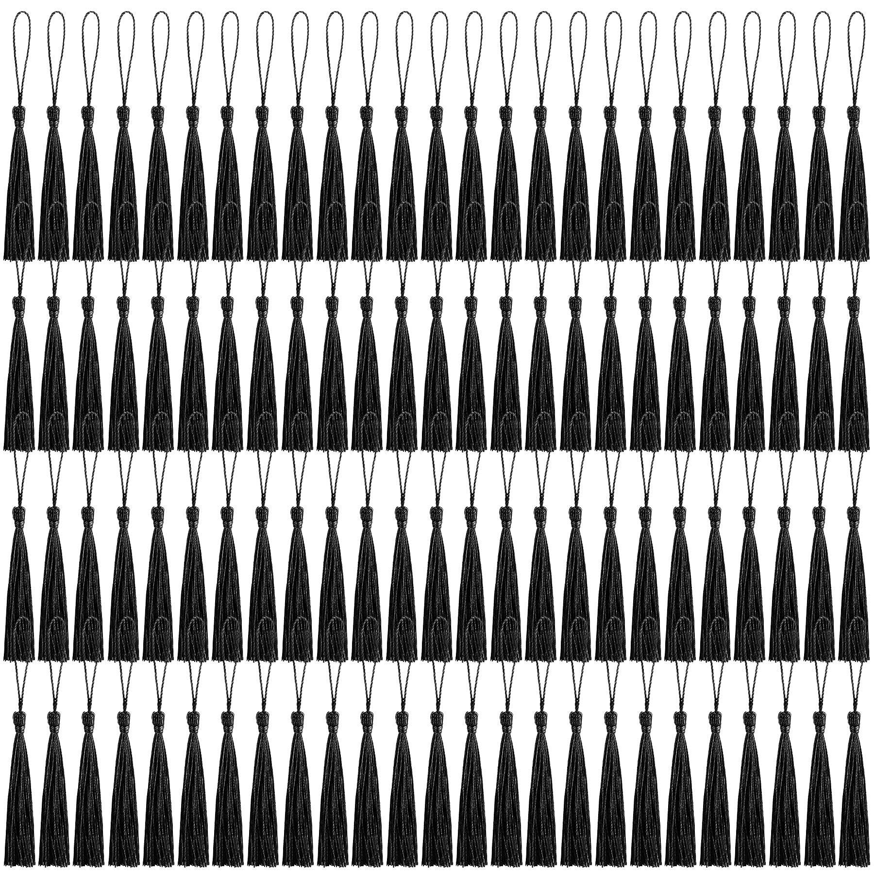 100 Pcs Black Bookmark Tassels for DIY Crafts, Keychains & Jewelry Making - Graduation Gifts, Scrapbooking & Book Accessories - Perfect for Students, Teachers & Craft Lovers