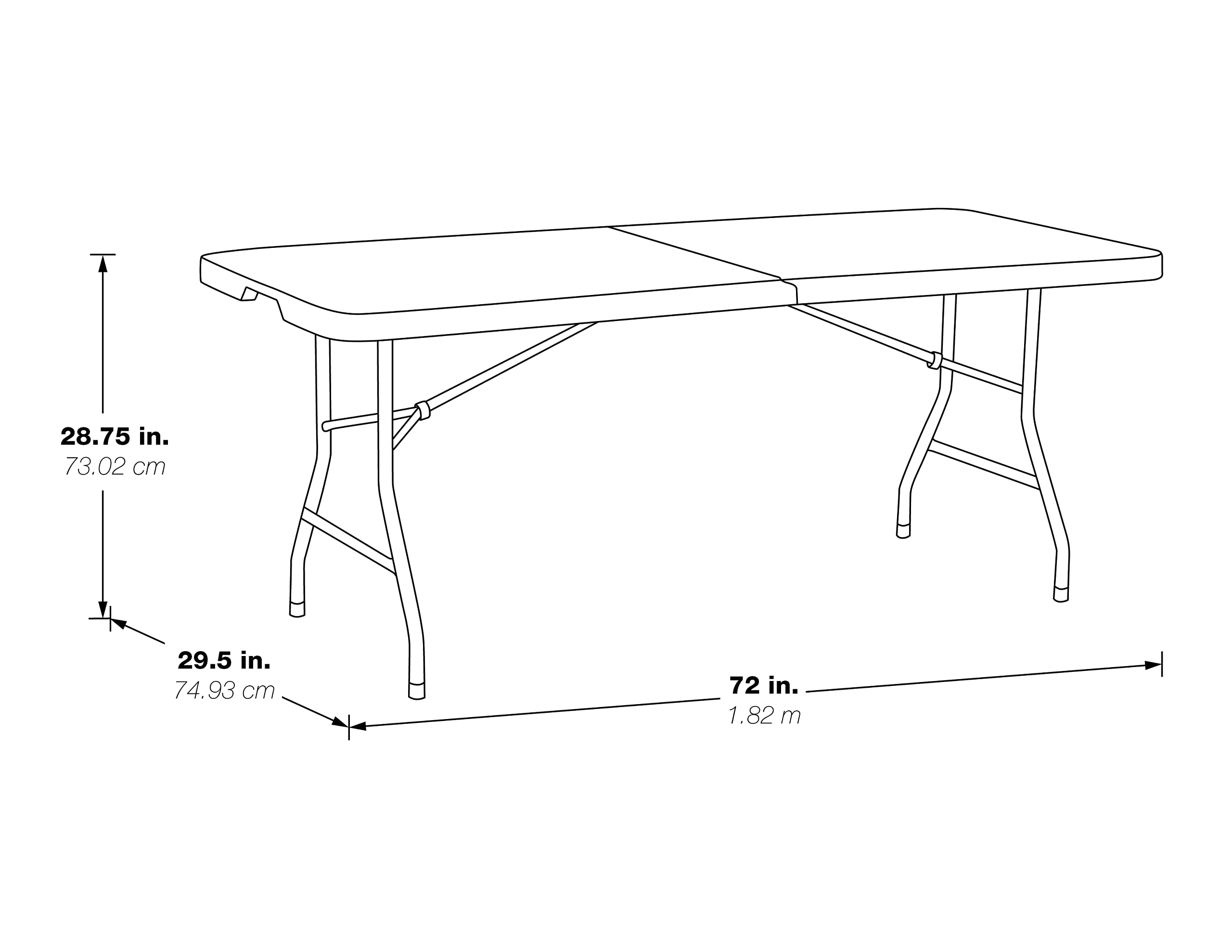 Office Star 6-Foot Resin Rectangle Folding Table - Portable & Lightweight for Picnics, Camping, Tailgating, Outdoor Events, and Home Office Use